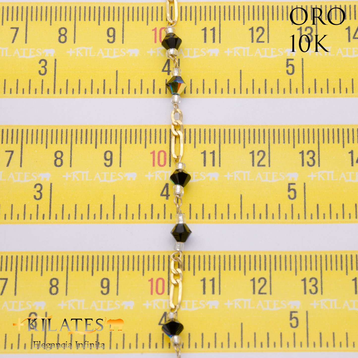 PULSERA CRISTALES SWAROSKY NEGRO. ORO 10K
