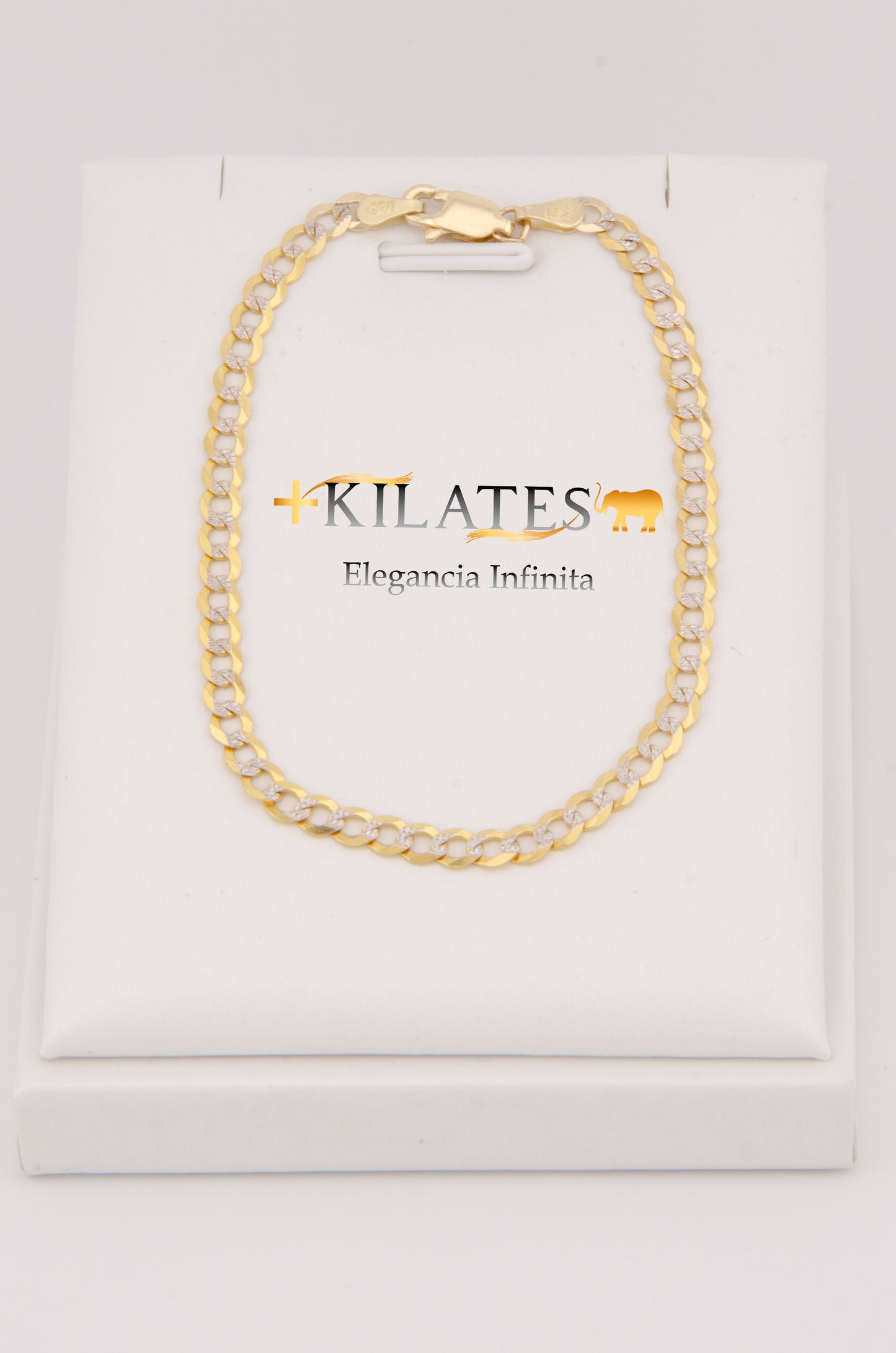 "PULSERA DE 17.5CM PARA ADULTO ESTILO CUBANA DIAMANTADA. ORO 14K #775-2906"