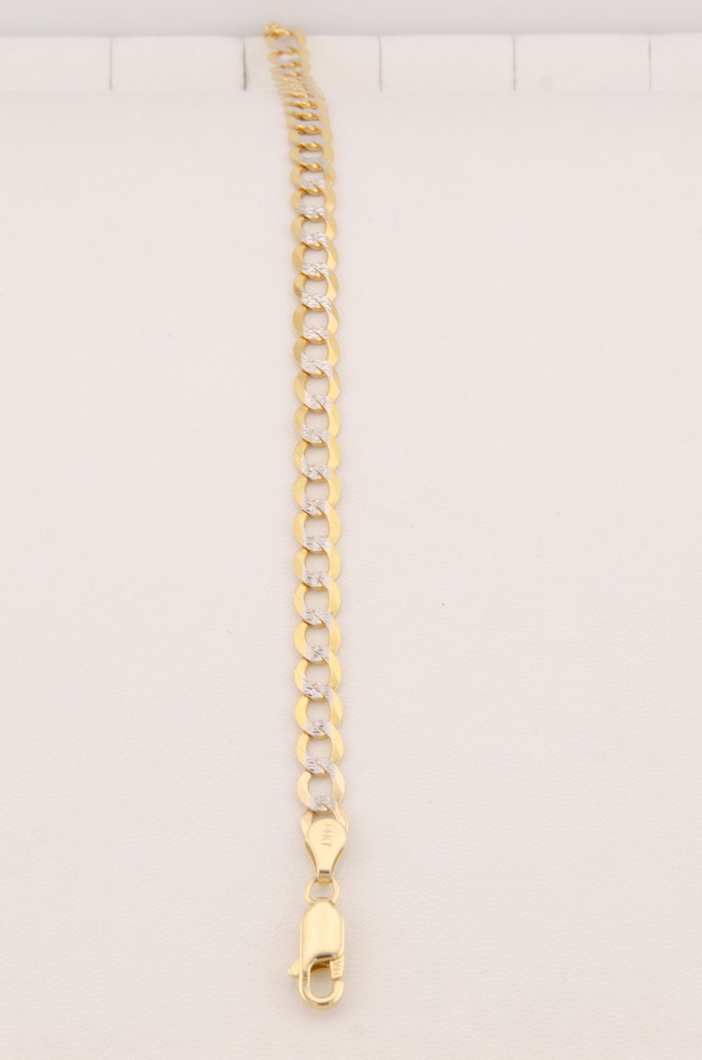 "PULSERA DE 20CM PARA ADULTO ESTILO CUBANA DIAMANTADA. ORO 14K #775-2905"