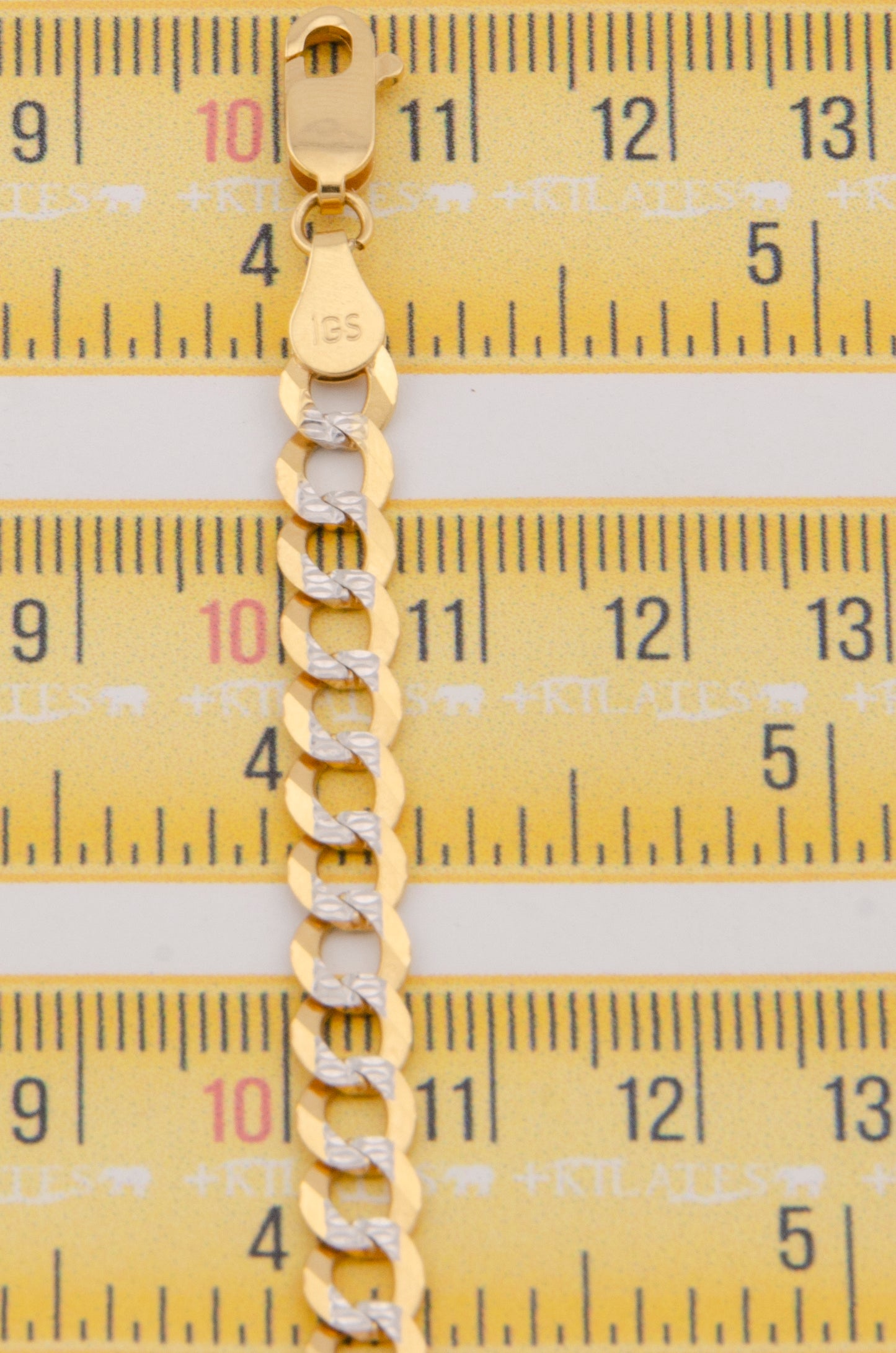 "PULSERA DE 21CM PARA ADULTO ESTILO CUBANA DIAMANTADA. ORO 14K #775-2904"