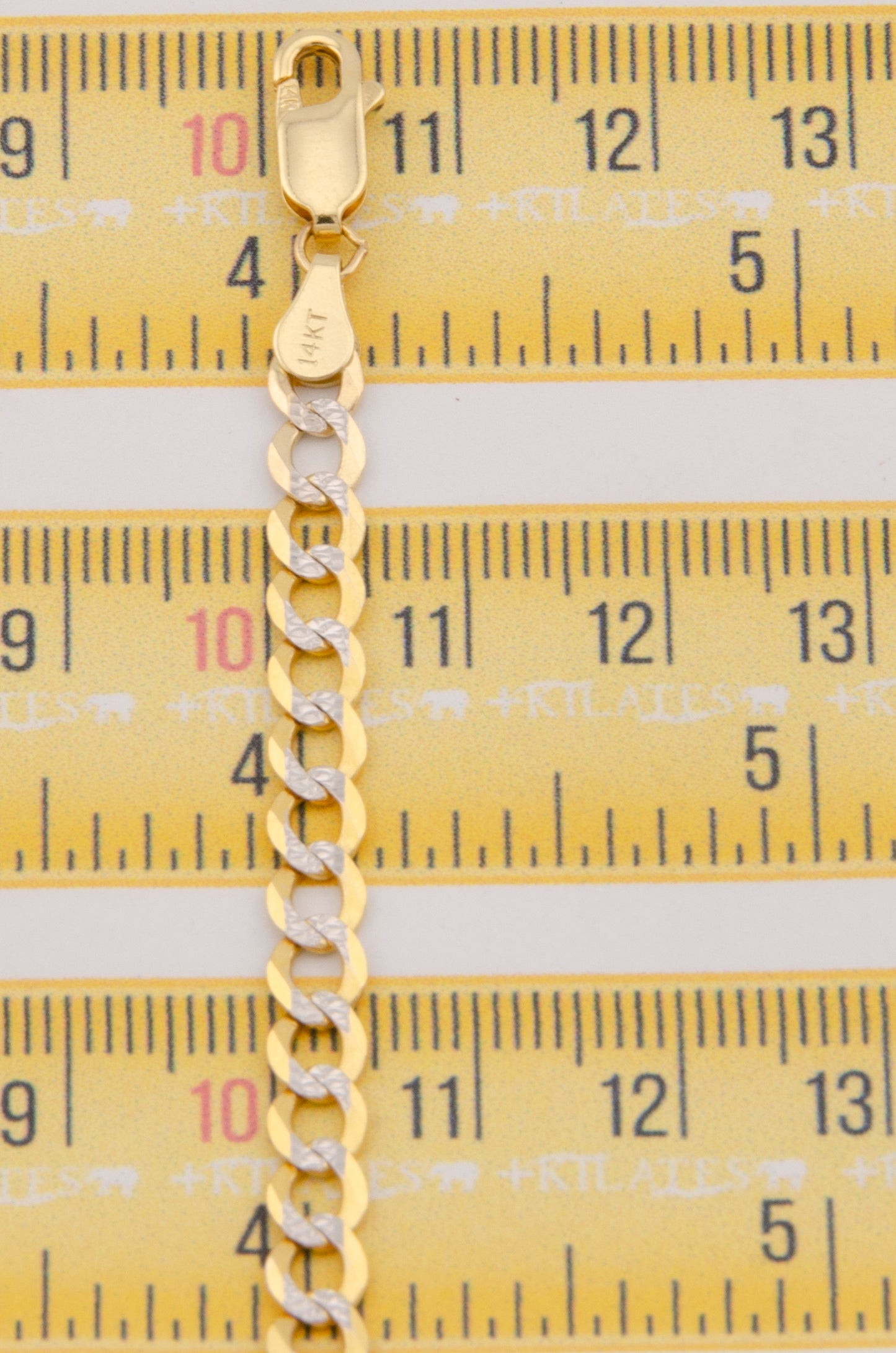 "PULSERA DE 20CM PARA ADULTO ESTILO CUBANA DIAMANTADA. ORO 14K #775-2905"