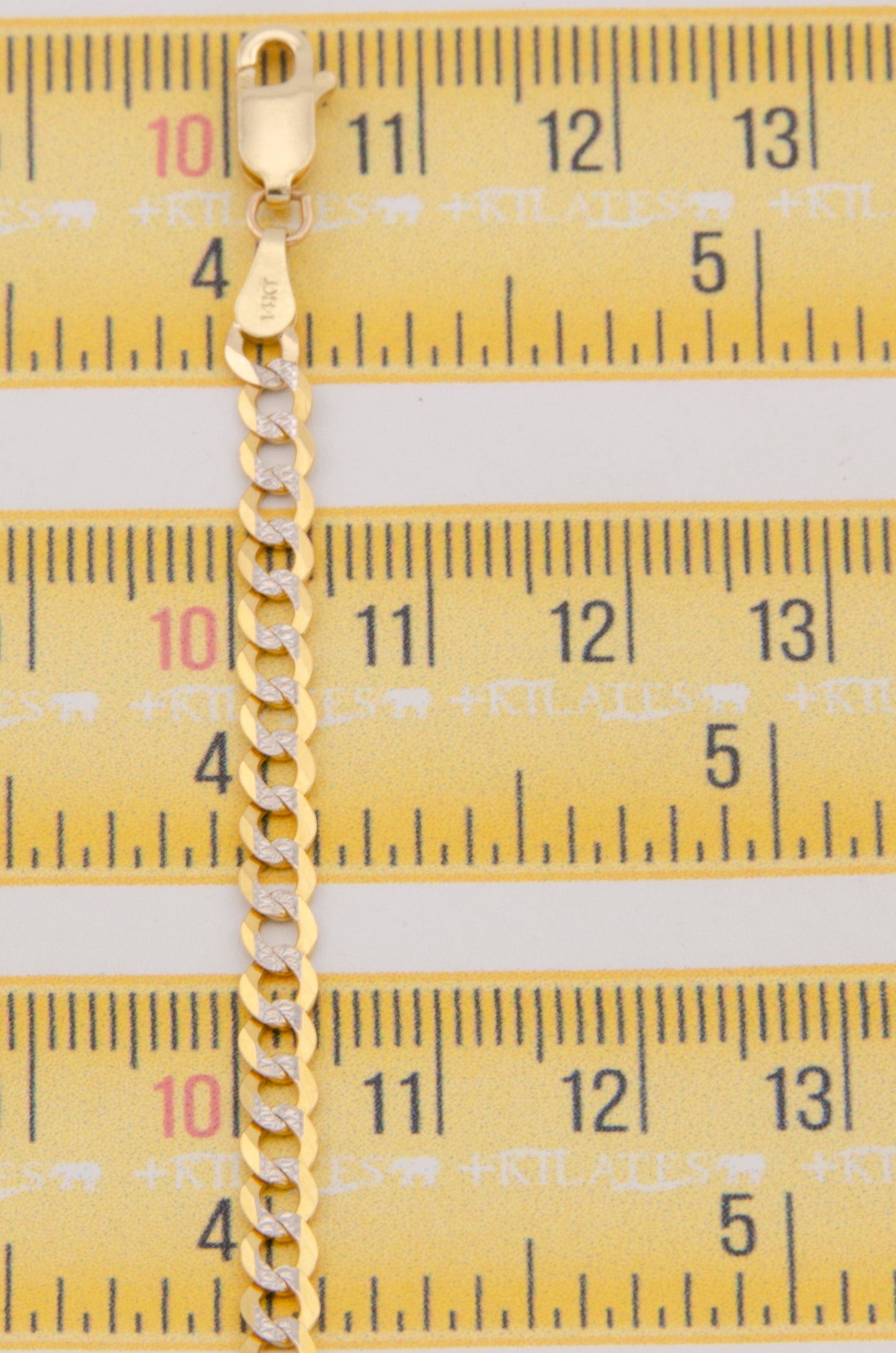 "PULSERA DE 17.5CM PARA ADULTO ESTILO CUBANA DIAMANTADA. ORO 14K #775-2906"