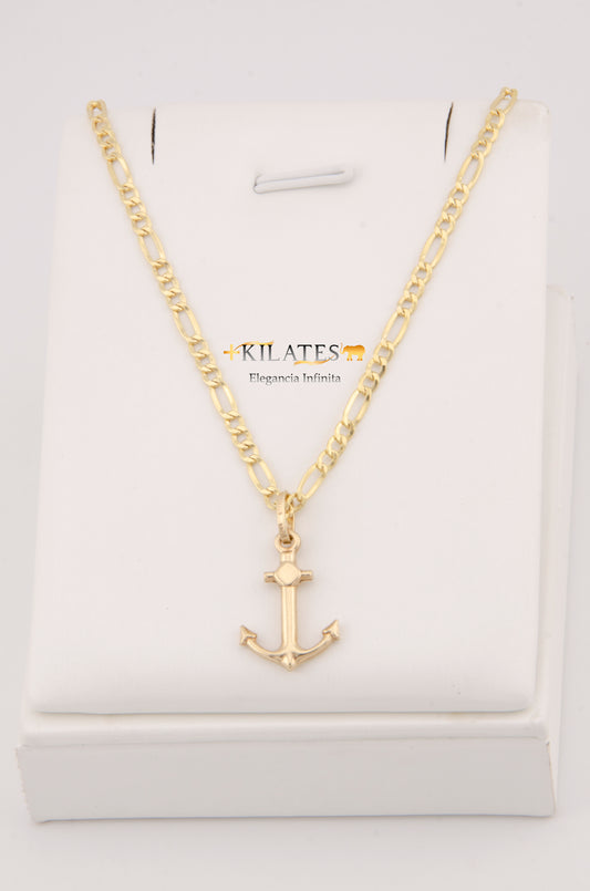 "CADENA DE 60CM PARA ADULTO ESTILO 3+1 CON DIJE DE ANCLA. ORO 10K. #775-2931"
