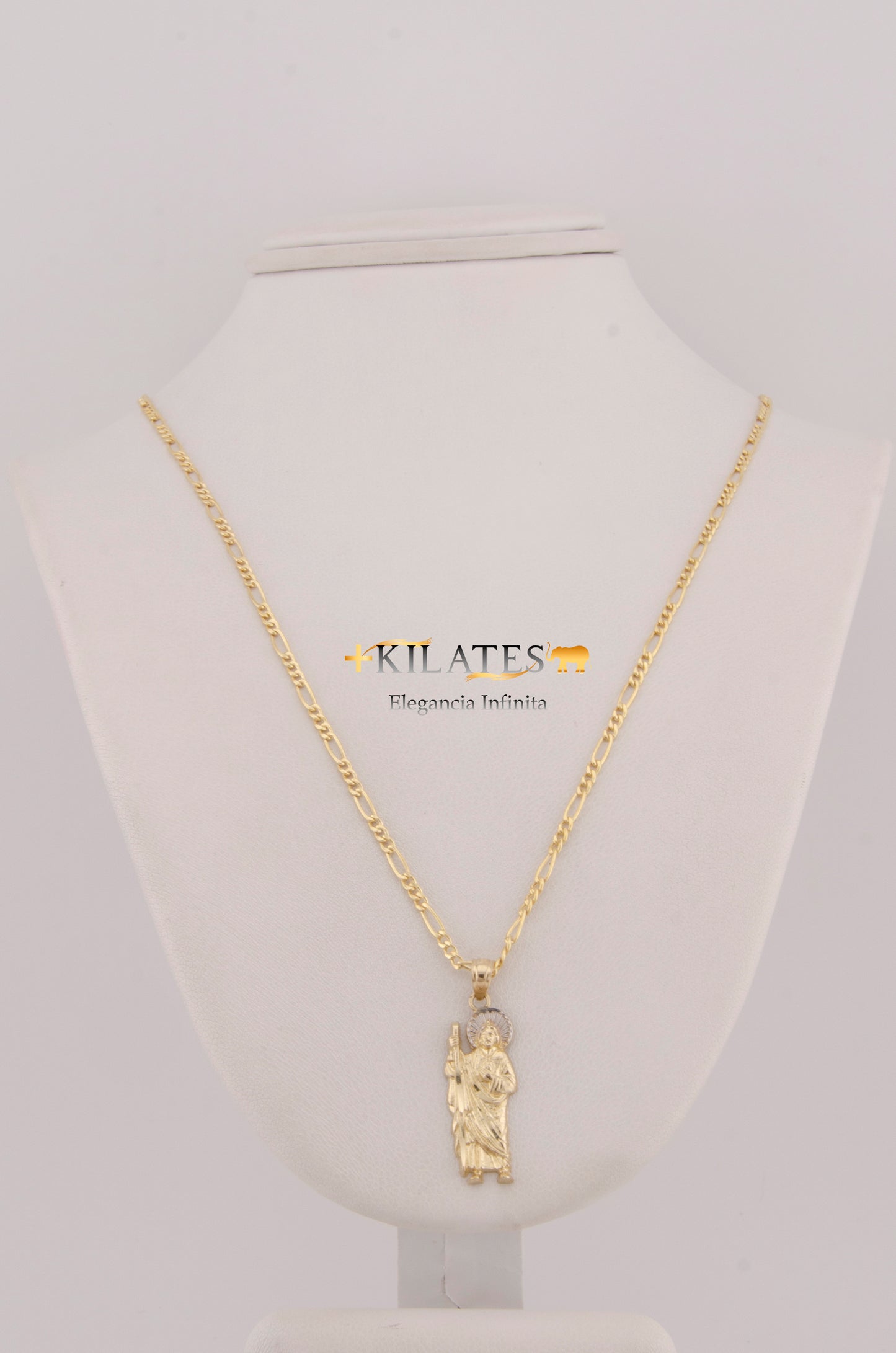 CADENA PARA ADULTO DE 60CM ESTILO 3+1 CON DIJE DE SAN JUDAS TADEO. ORO 10K. #775-2940