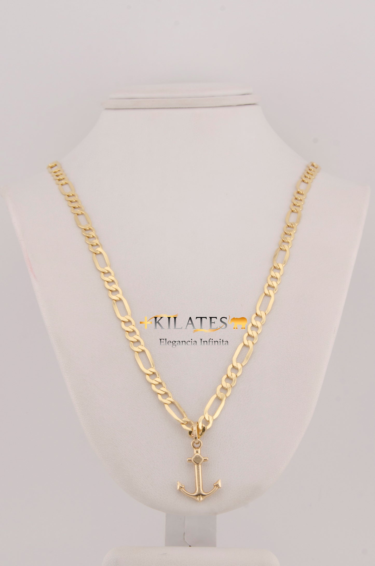 CADENA PARA ADULTO DE 60CM ESTILO 3+1 CON DIJE DE ANCLA. ORO 10K. #775-2953