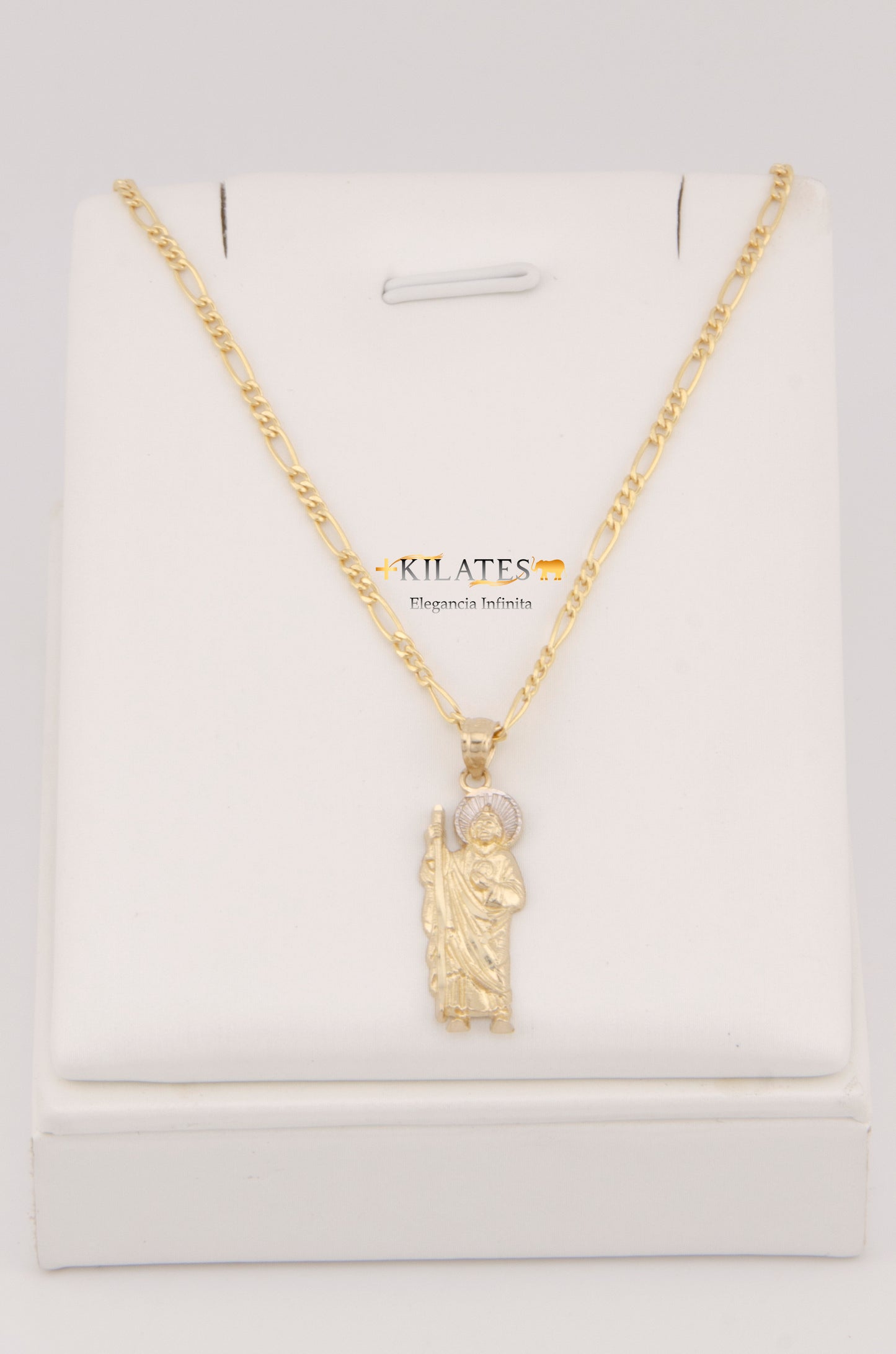 CADENA PARA ADULTO DE 60CM ESTILO 3+1 CON DIJE DE SAN JUDAS TADEO. ORO 10K. #775-2940