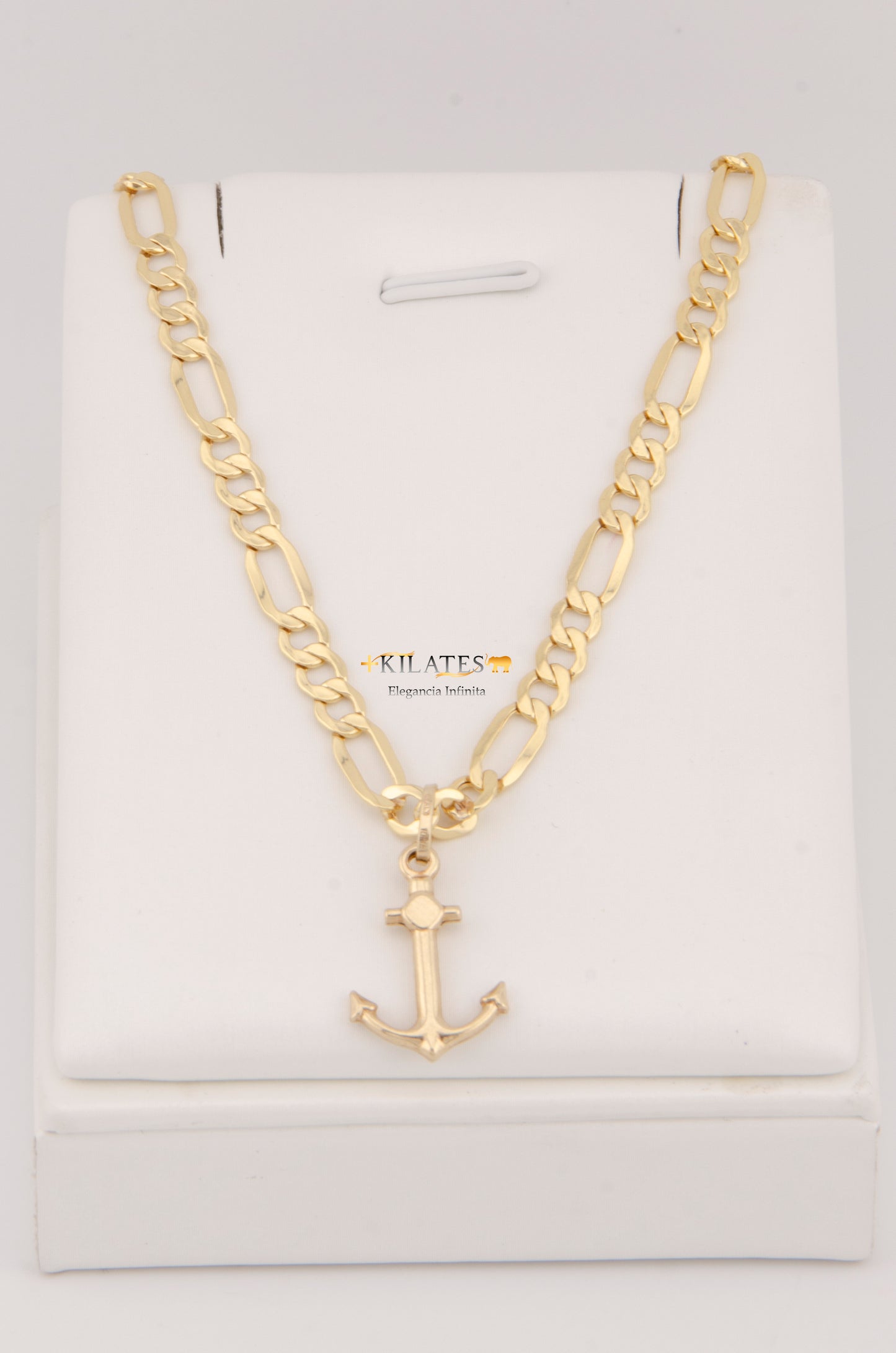 CADENA PARA ADULTO DE 60CM ESTILO 3+1 CON DIJE DE ANCLA. ORO 10K. #775-2953