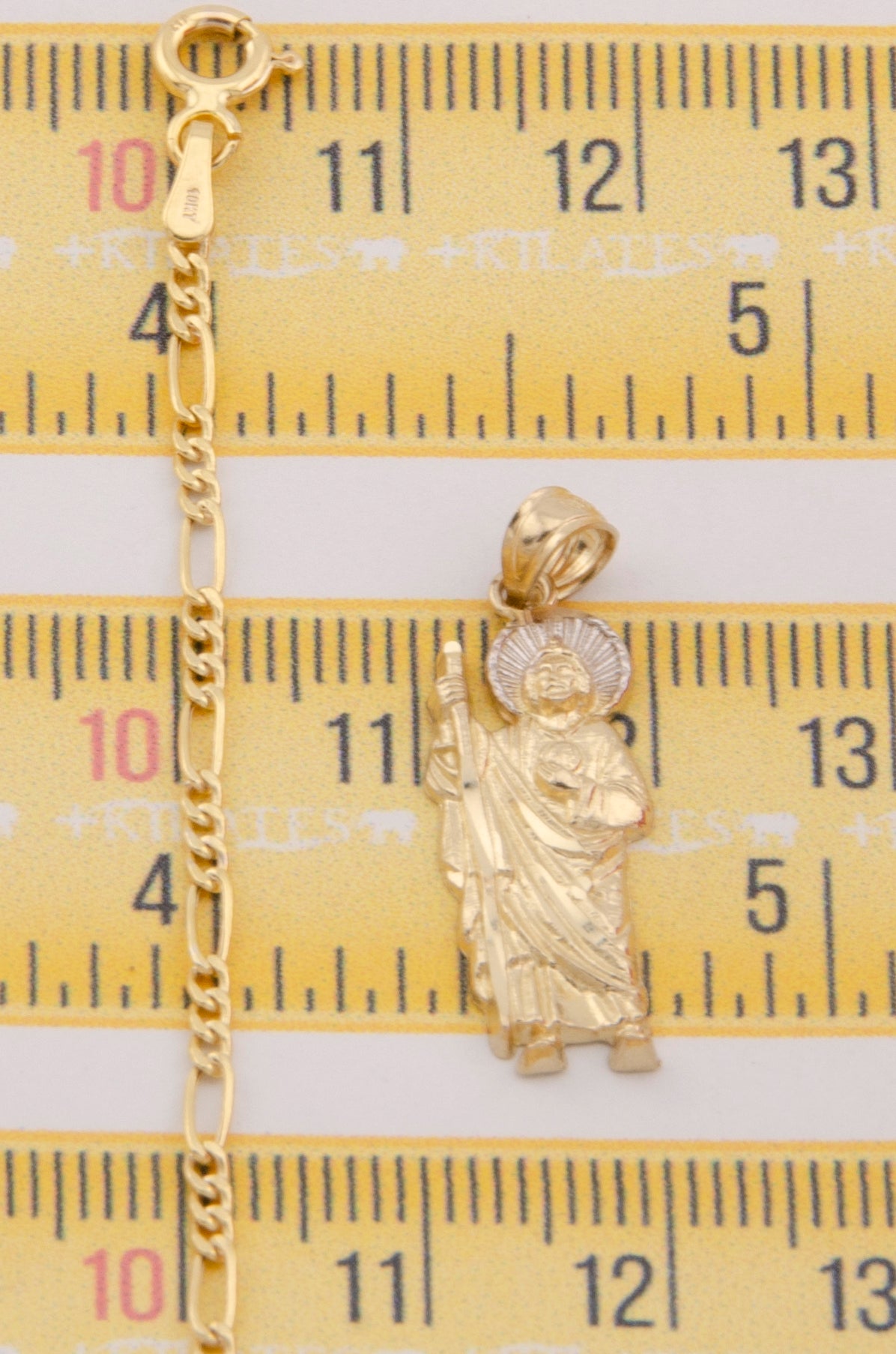 CADENA PARA ADULTO DE 60CM ESTILO 3+1 CON DIJE DE SAN JUDAS TADEO. ORO 10K. #775-2940
