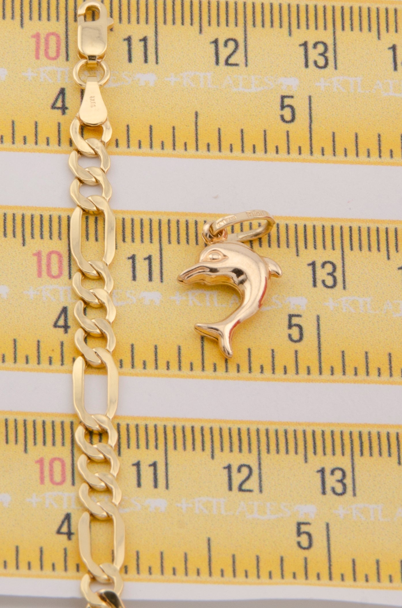 CADENA PARA ADULTO DE 60CM ESTILO 3+1 CON DIJE DE DELFIN MEDIANO. ORO 10K. #775-2951