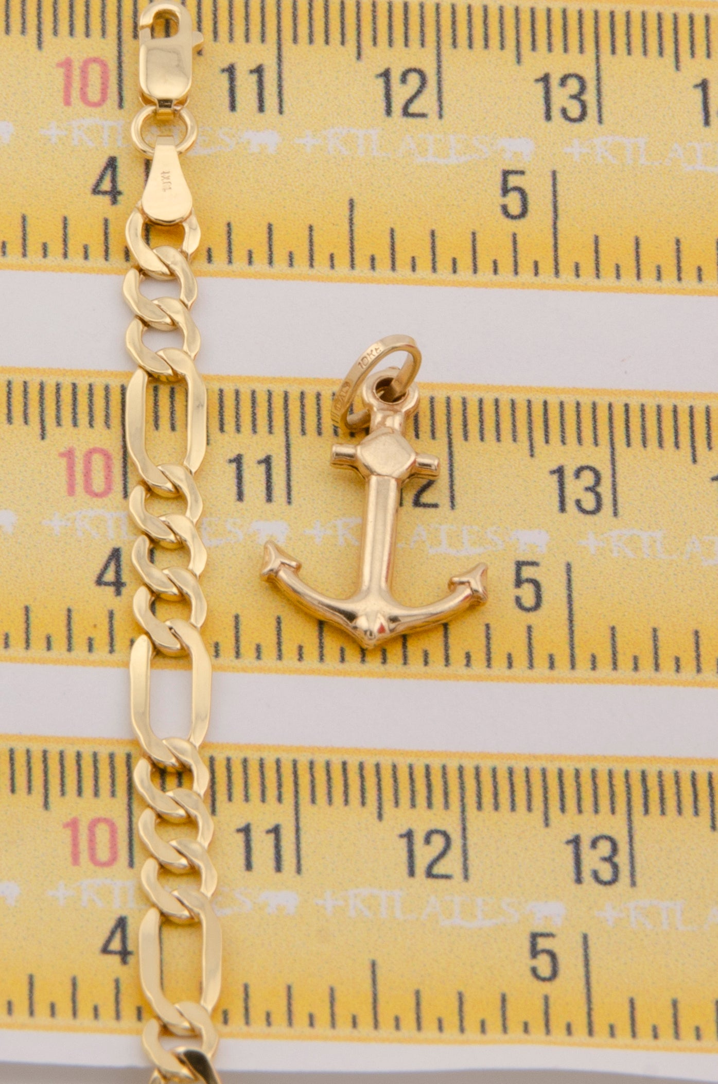 CADENA PARA ADULTO DE 60CM ESTILO 3+1 CON DIJE DE ANCLA. ORO 10K. #775-2953