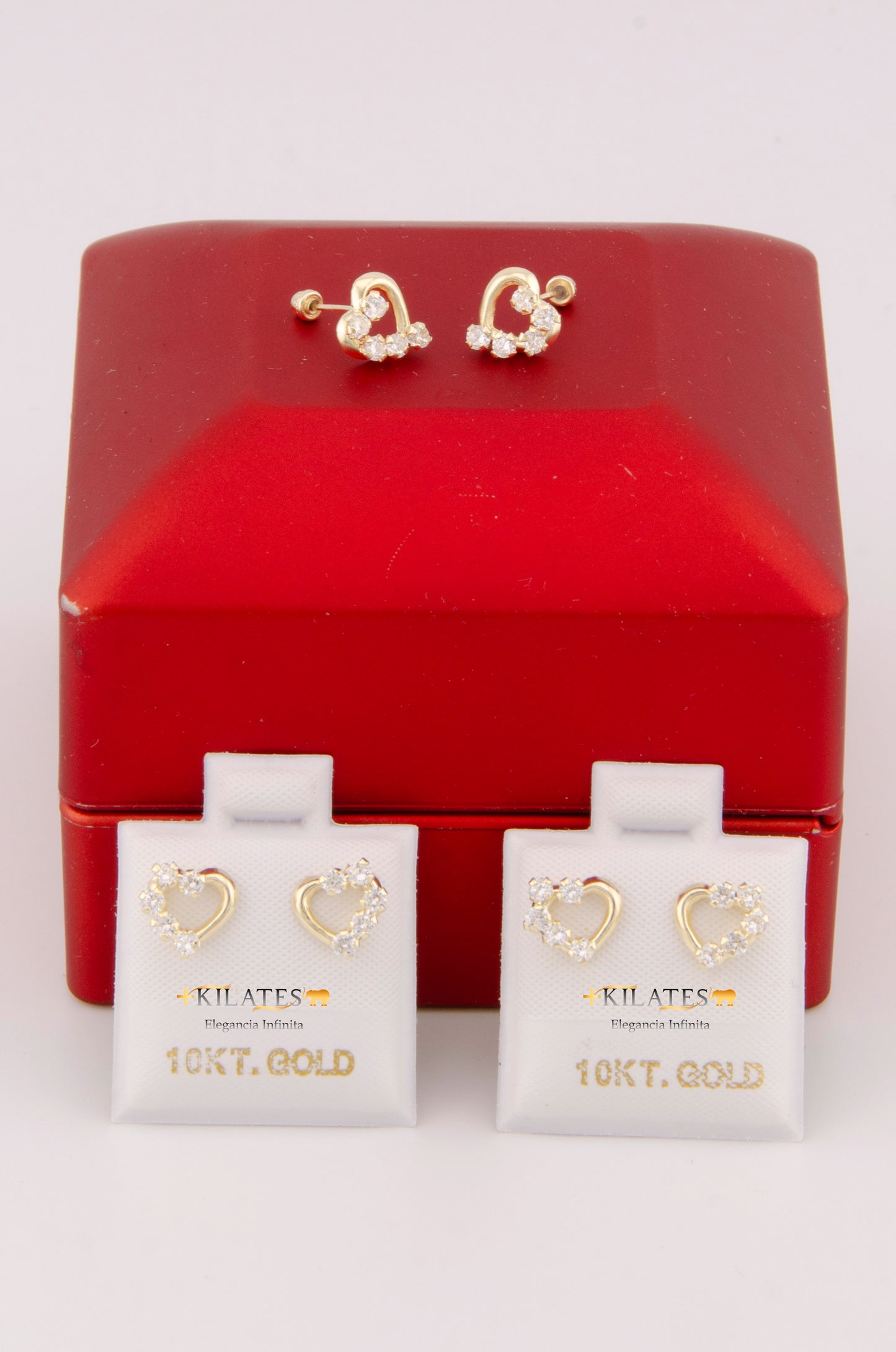 "ARETES PREMIUM DE CORAZON CON PIEDRAS DE ZIRCONIA BLANCA #775-2998"