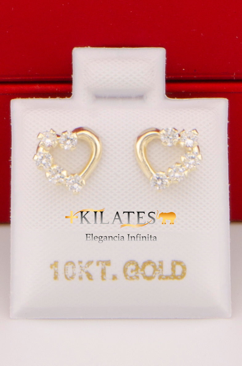 "ARETES PREMIUM DE CORAZON CON PIEDRAS DE ZIRCONIA BLANCA #775-2998"