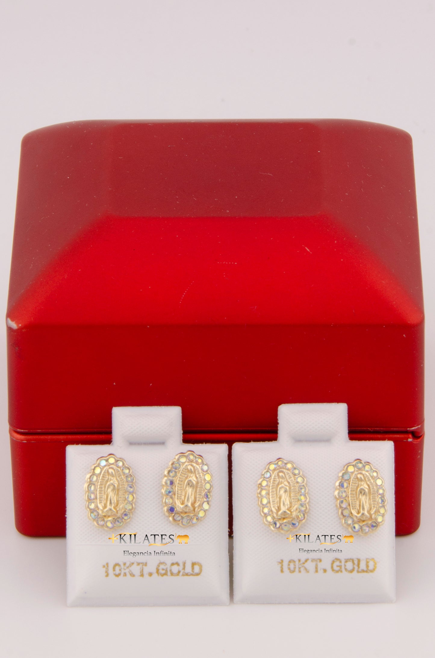"ARETES PREMIUM DE LA VIRGEN CON PIEDRAS TORNASOL GRANDE #775-3000"