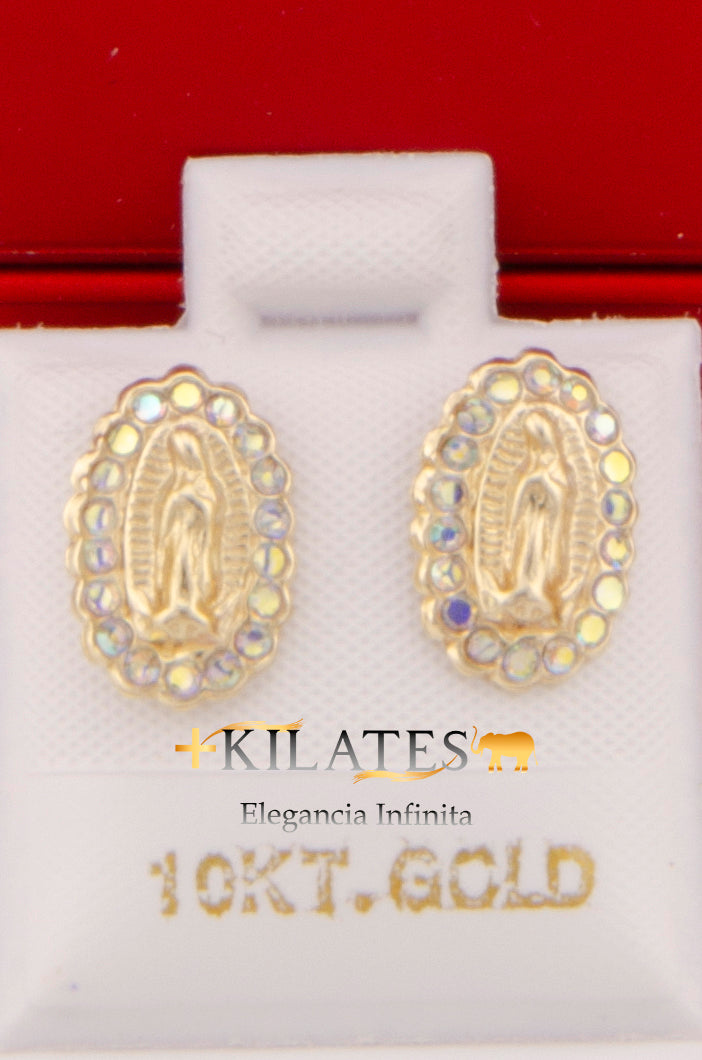 "ARETES PREMIUM DE LA VIRGEN CON PIEDRAS TORNASOL GRANDE #775-3000"