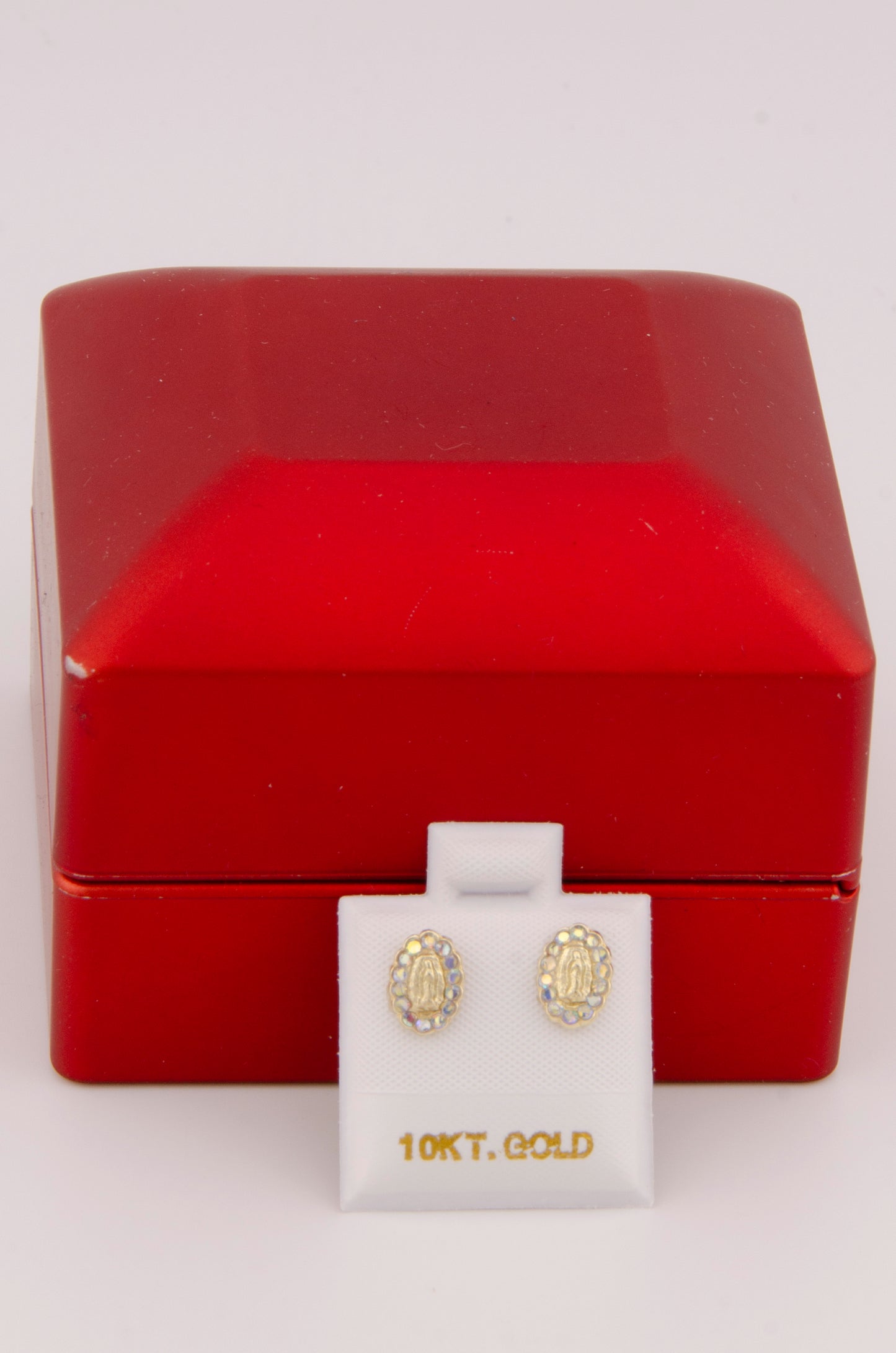 "ARETES PREMIUM DE LA VIRGEN PEQUEÑOS CON ZIRCONIA TORNASOL #775-3001"