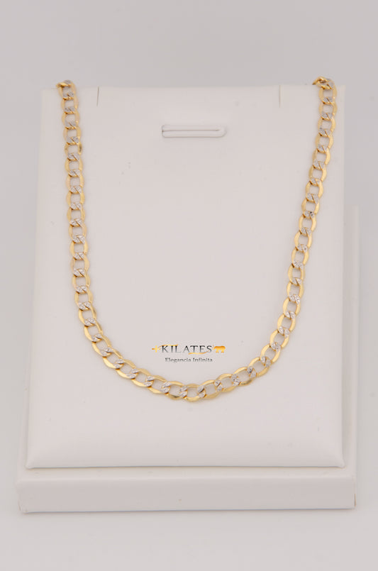 "CADENA DE 60CM PARA ADULTO ESTILO CUBANA DIAMANTADA. ORO 10K #775-3031"