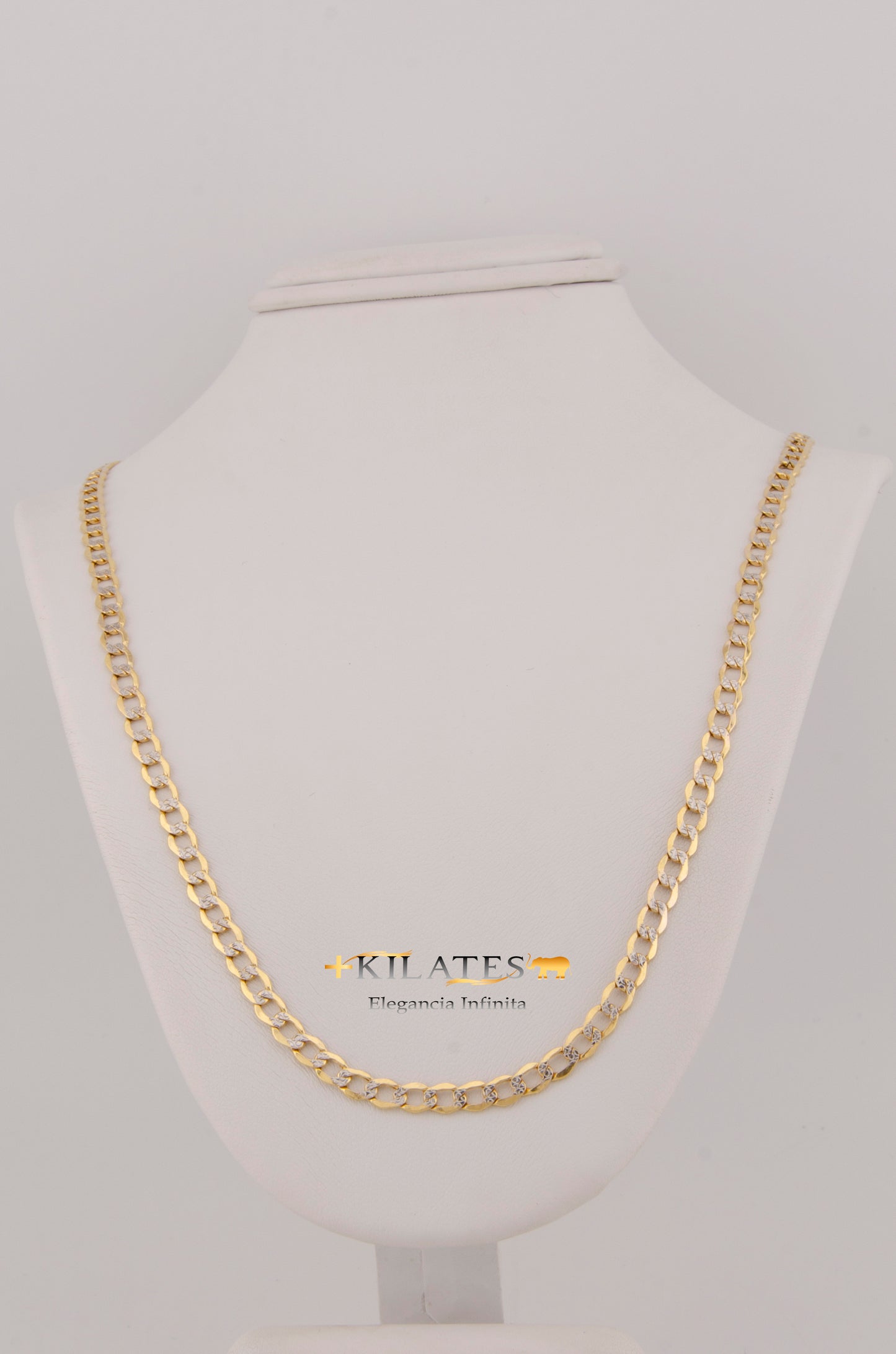 "CADENA DE 60CM PARA ADULTO ESTILO CUBANA DIAMANTADA. ORO 10K #775-3031"