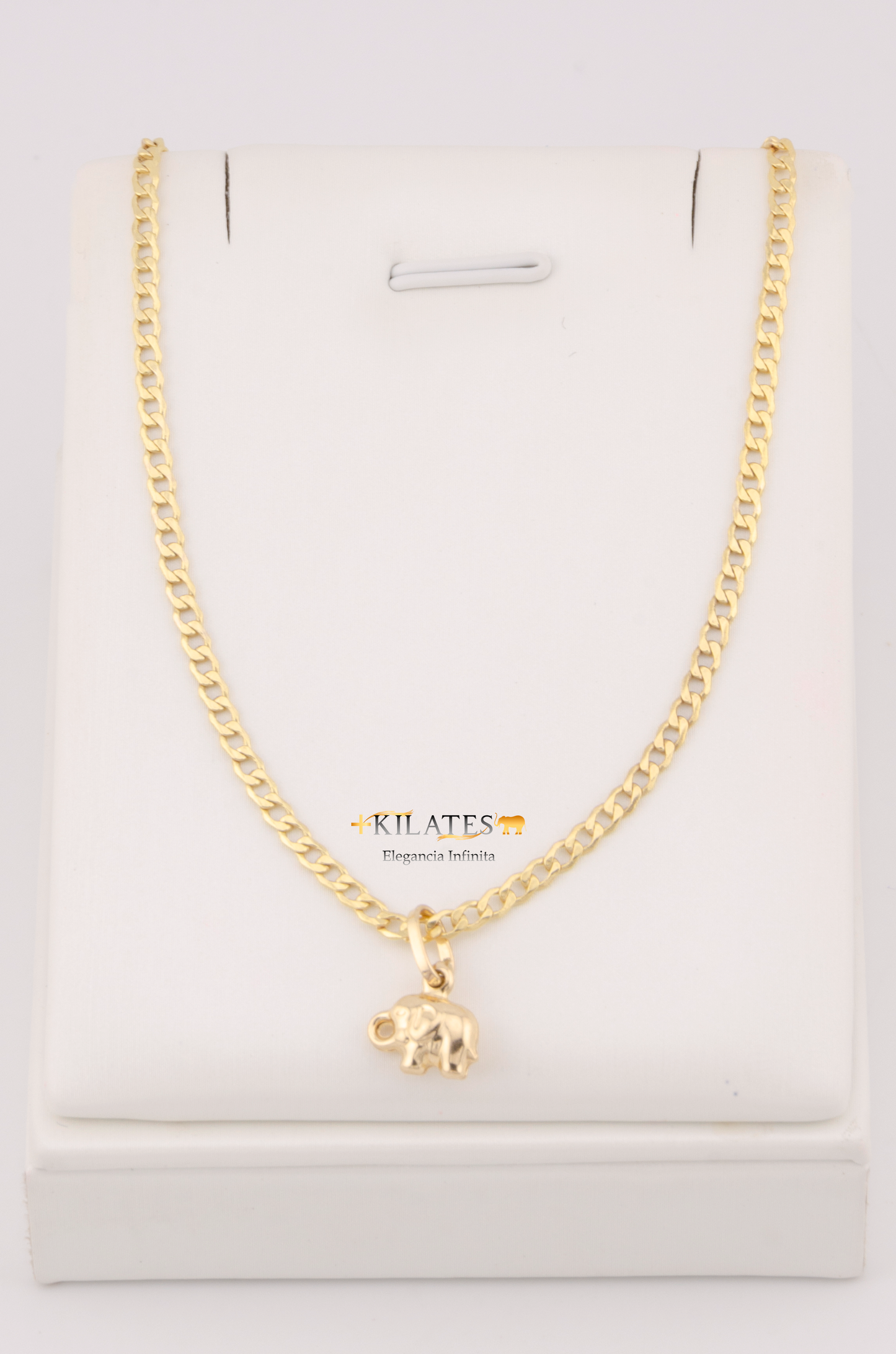 "CADENA DE 50CM PARA ADULTO ESTILO CUBANA CON DIJE DE ESTRELLA DE ELEFANTE PEQUEÑO. ORO 10K #775-3122"