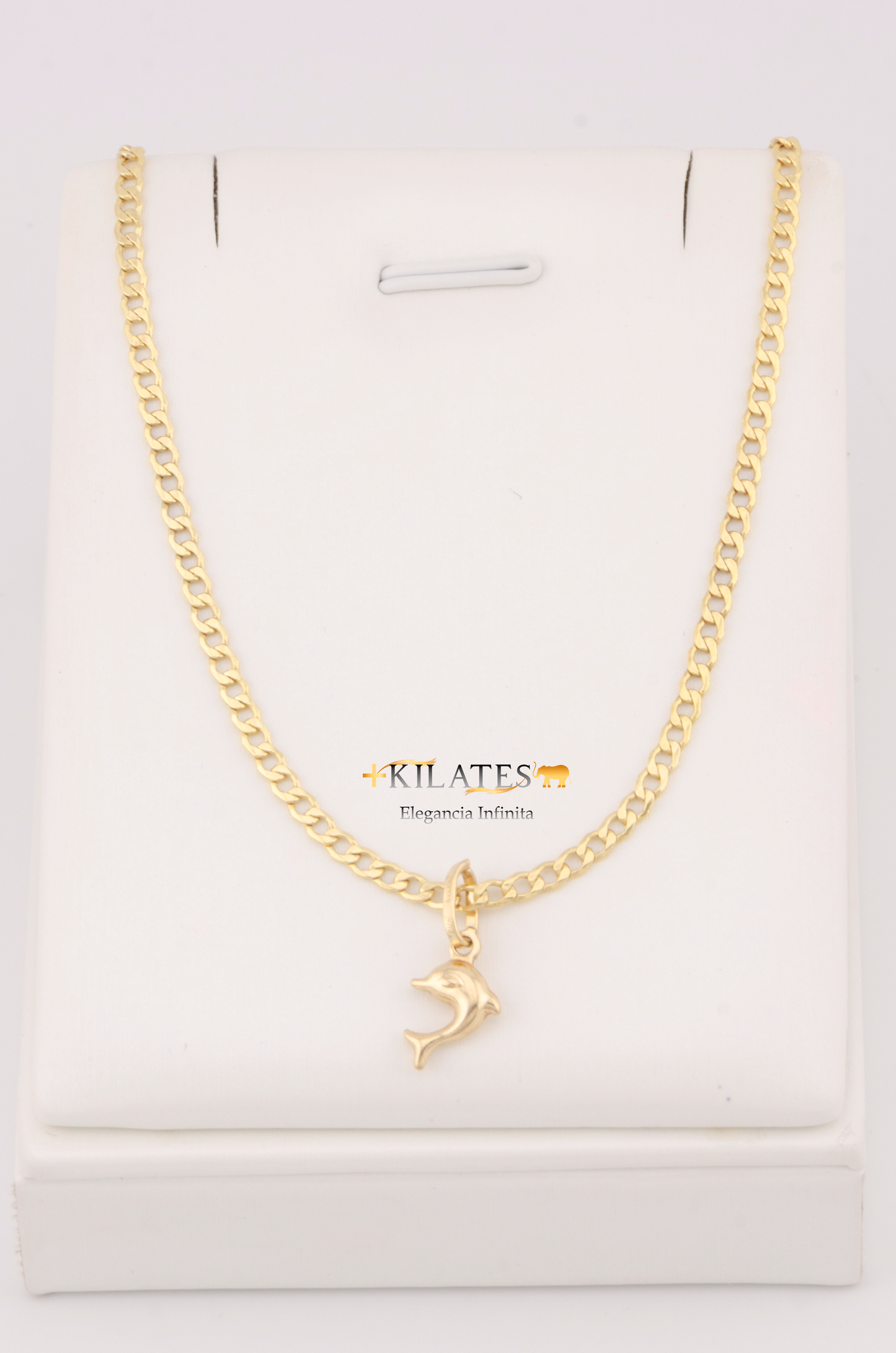 "CADENA DE 50CM PARA ADULTO ESTILO CUBANA CON DIJE DE ESTRELLA DE DELFIN PEQUEÑO. ORO 10K #775-3125"