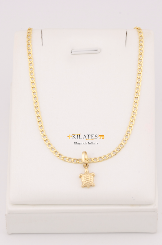 "CADENA DE 50CM PARA ADULTO ESTILO CUBANA CON DIJE DE ESTRELLA DE TORTUGA. ORO 10K #775-3127"
