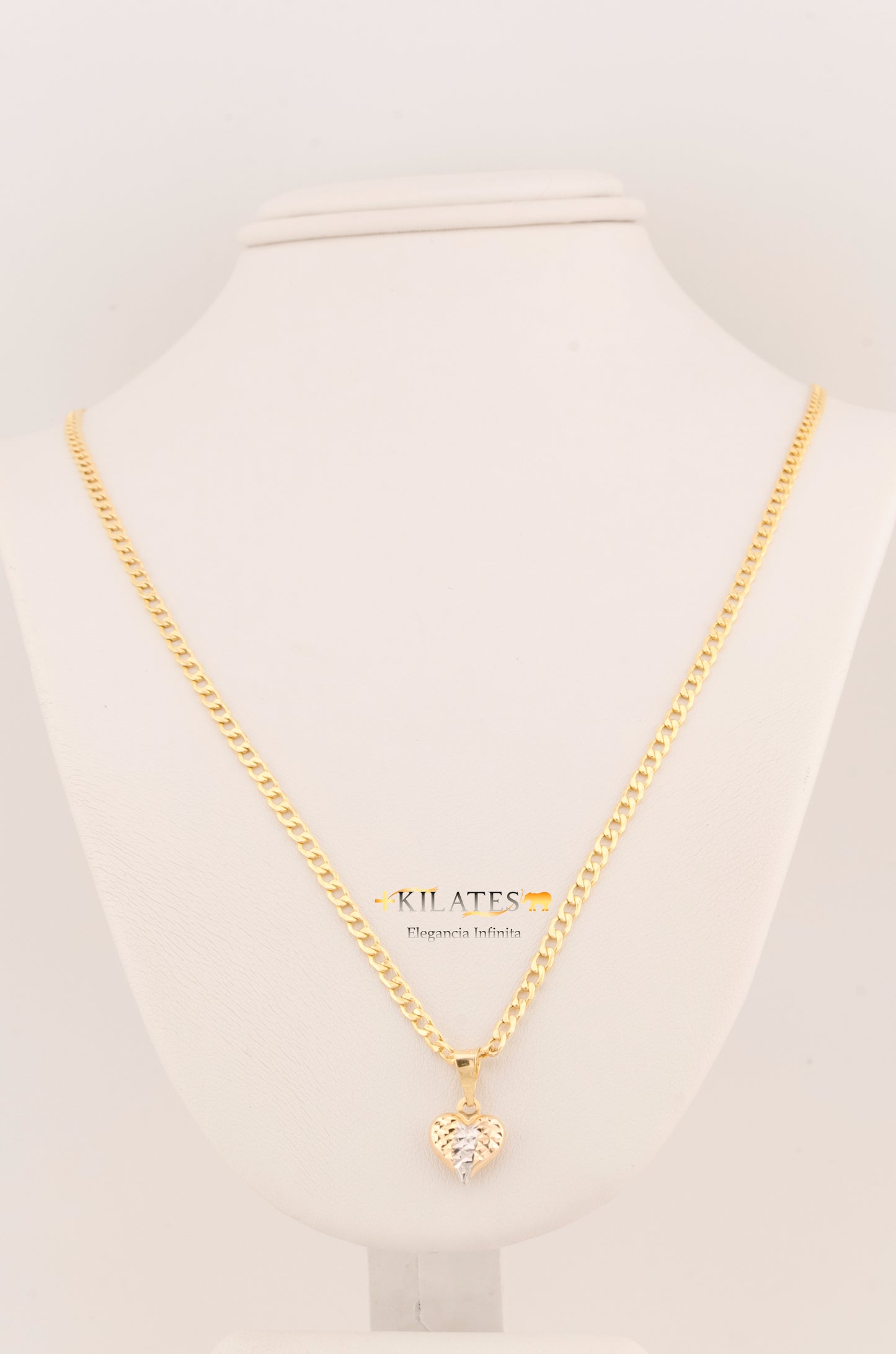 "CADENA DE 50CM PARA ADULTO ESTILO CUBANA CON DIJE DE ESTRELLA DE CORAZON PEQUEÑO 3 TONOS. ORO 10K #775-3118"