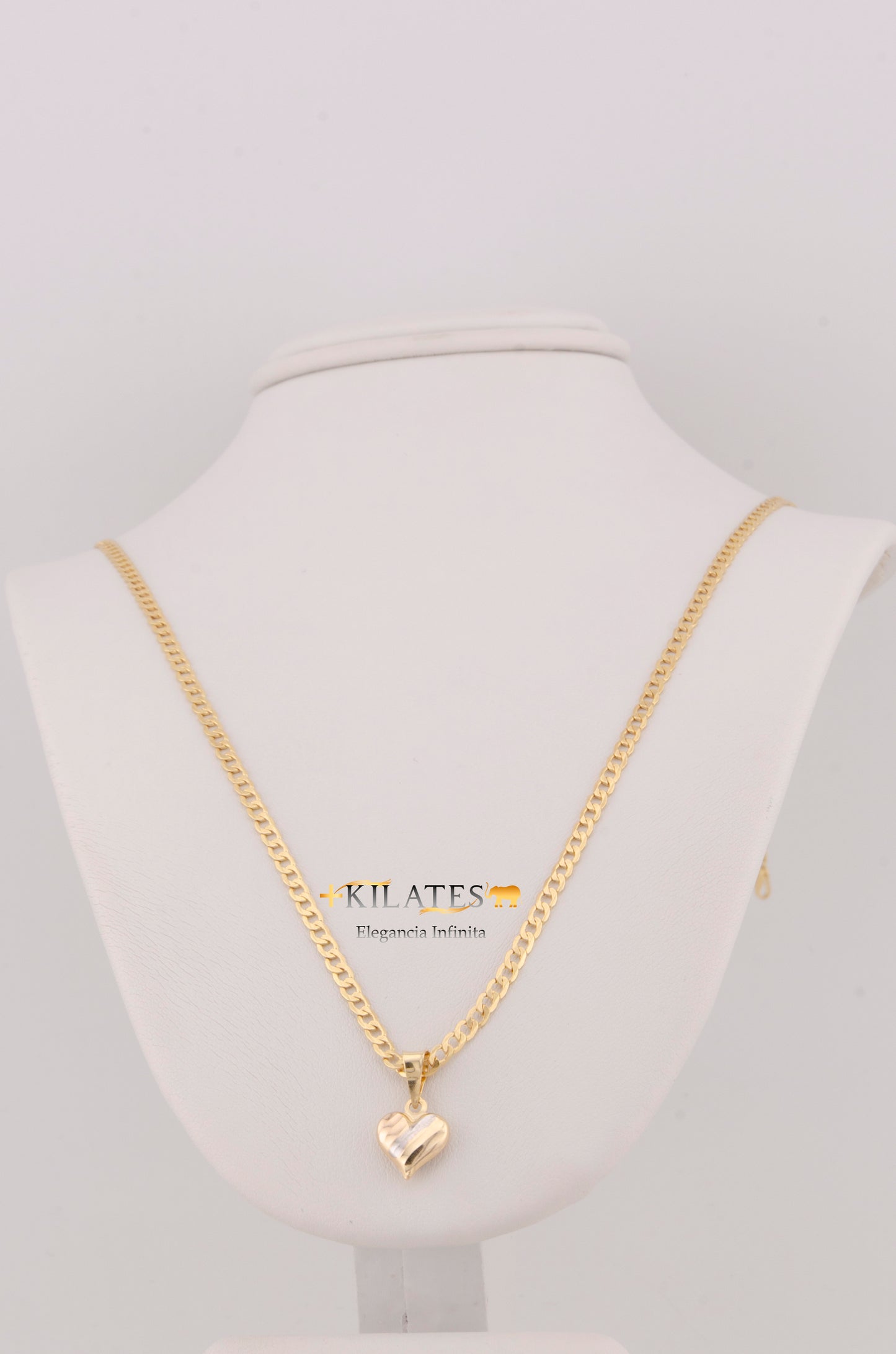 "CADENA DE 50CM PARA ADULTO ESTILO CUABANA CON DIJE CORAZON 3 TONOS . ORO 10K #775-3224"