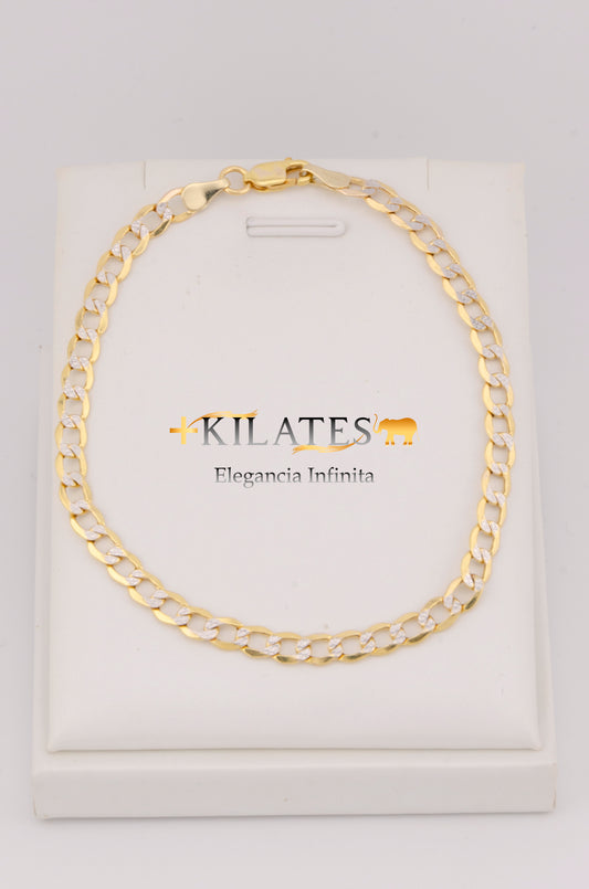 "PULSERA PARA ADULTO ESTILO CUBANA DIAMANTADA 20.5 CM. ORO 10K #775-3235"