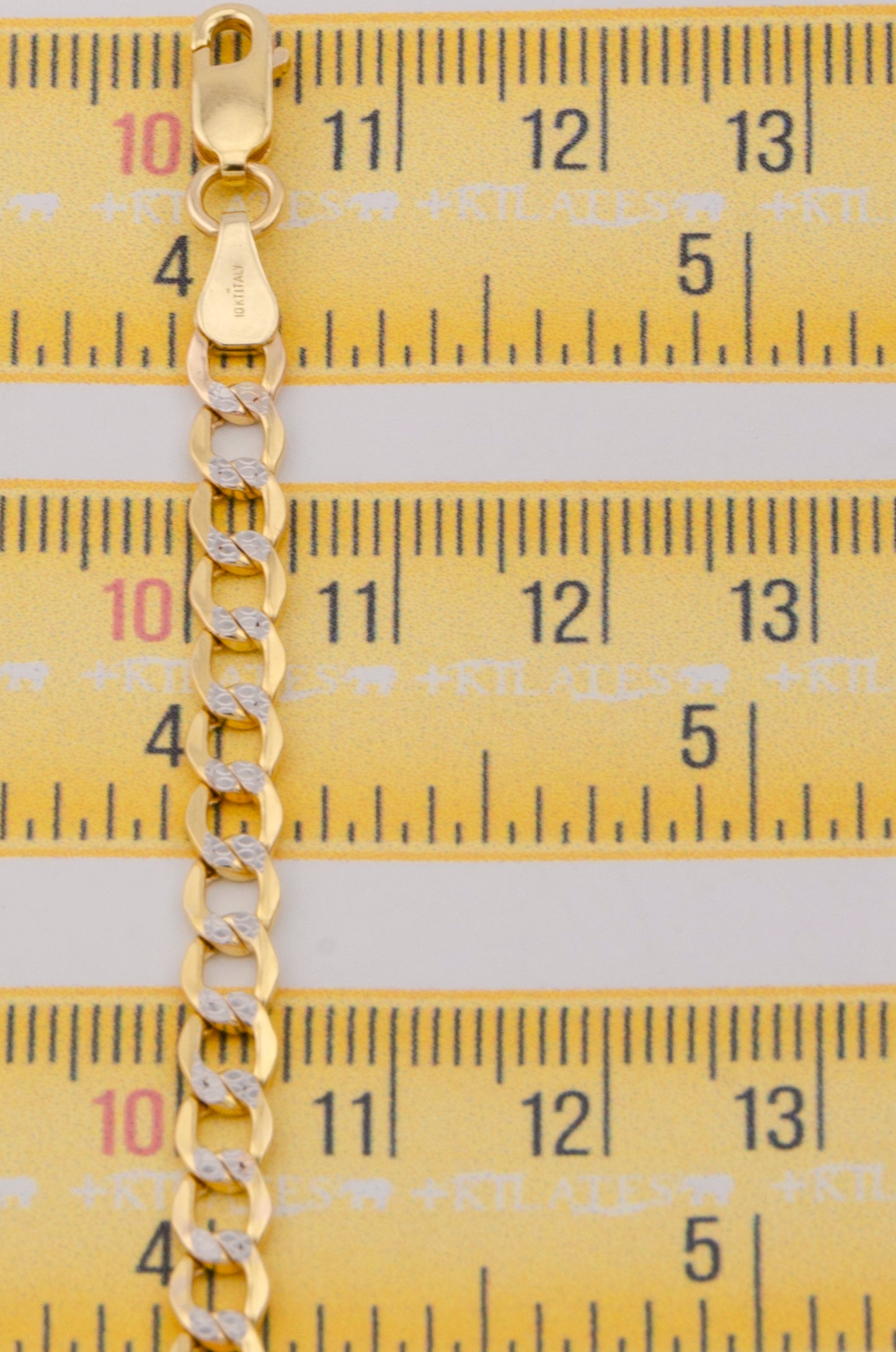 "PULSERA PARA ADULTO ESTILO CUBANA DIAMANTADA 20.5 CM. ORO 10K #775-3235"