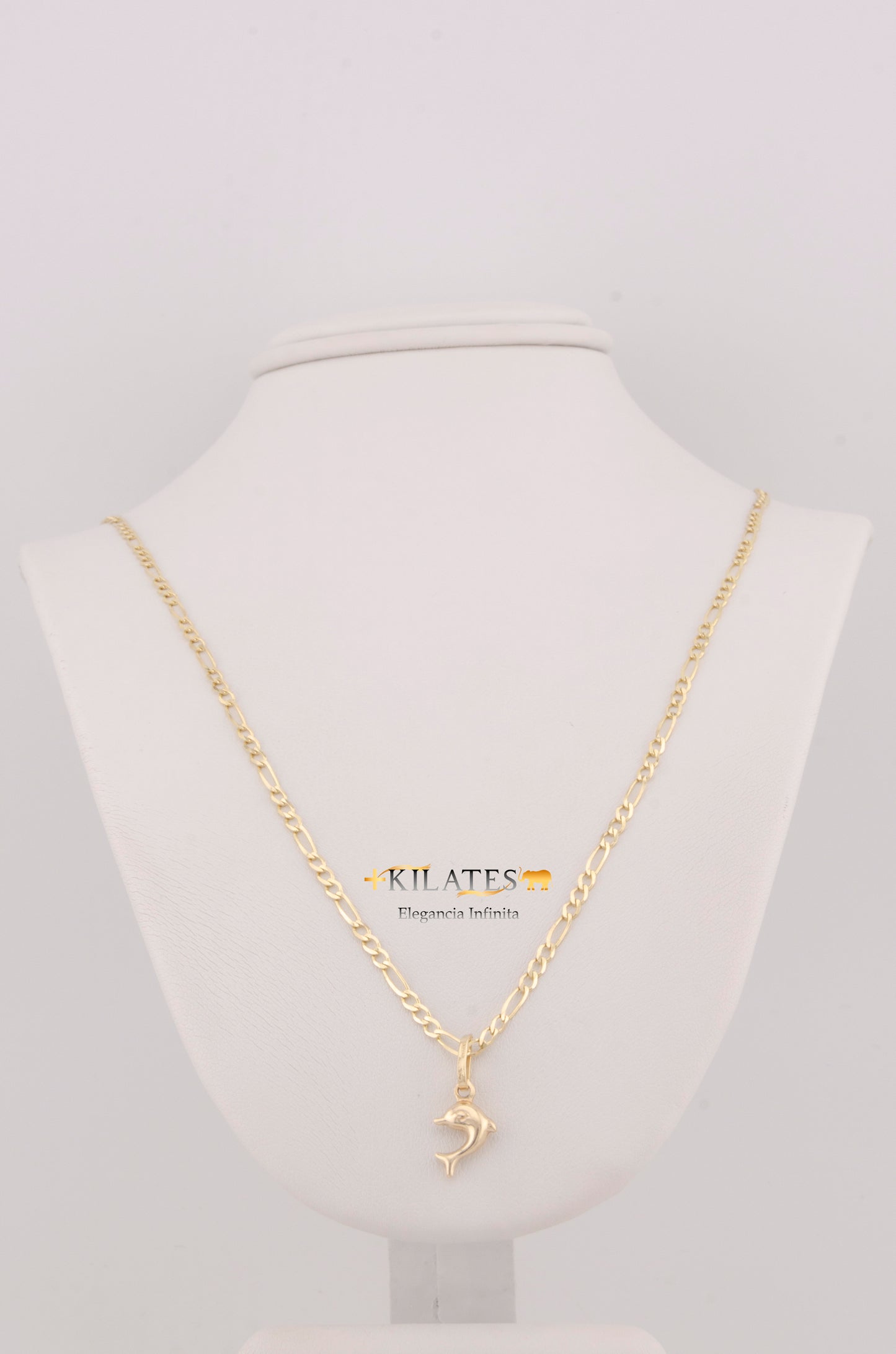 "CADENA DE 50CM PARA ADULTO ESTILO 3+1 SOLIDA CON DIJE DE DELFIN PEQUEÑO . ORO 10K #775-3265"