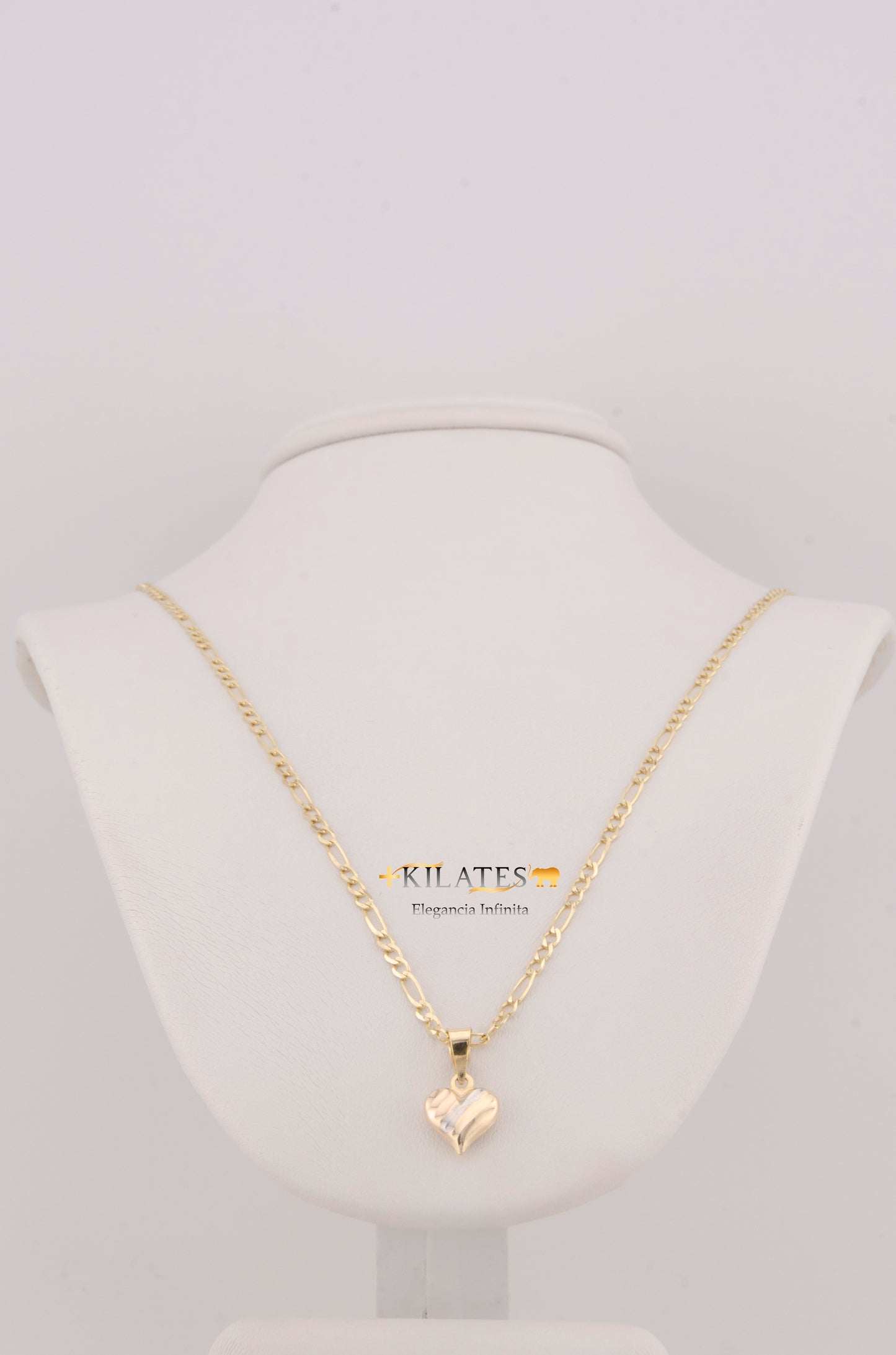 "CADENA DE 50CM PARA ADULTO ESTILO 3+1 SOLIDA CON DIJE DE CORAZON 3 TONOS. ORO 10K #775-3272"
