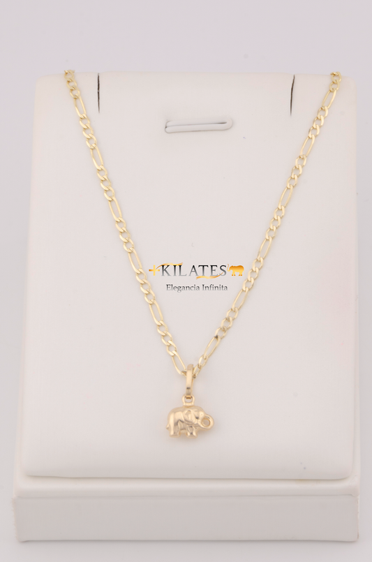 "CADENA DE 50CM PARA ADULTO ESTILO 3+1 SOLIDA CON DIJE DE ELEFANTE PEQUEÑO . ORO 10K #775-3268"