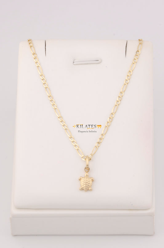 "CADENA DE 50CM PARA ADULTO ESTILO 3+1 SOLIDA CON DIJE DE TORTUGA . ORO 10K #775-3279"