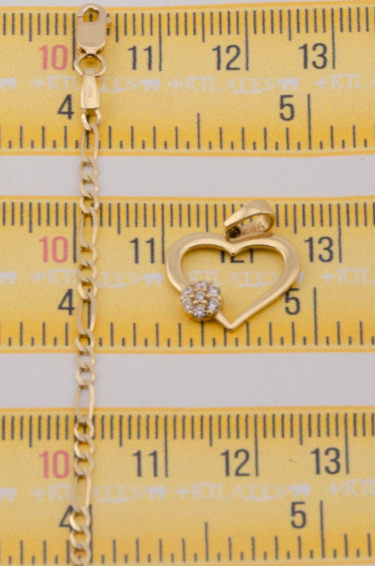 "CADENA DE 50CM PARA ADULTO ESTILO 3+1 SOLIDA CON DIJE DE CORAZON CON ZIRCONIA BLANCA AL LADO . ORO 10K #775-3270"