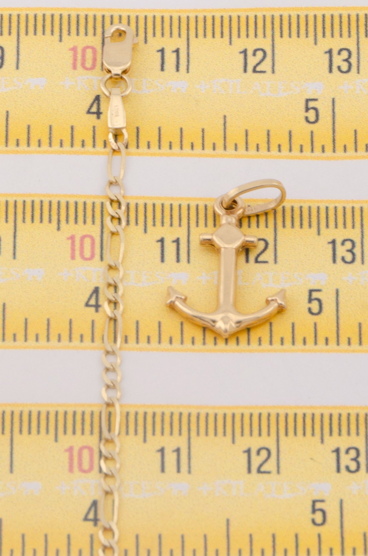 "CADENA DE 50CM PARA ADULTO ESTILO 3+1 SOLIDA CON DIJE DE ANCLA . ORO 10K #775-3276"