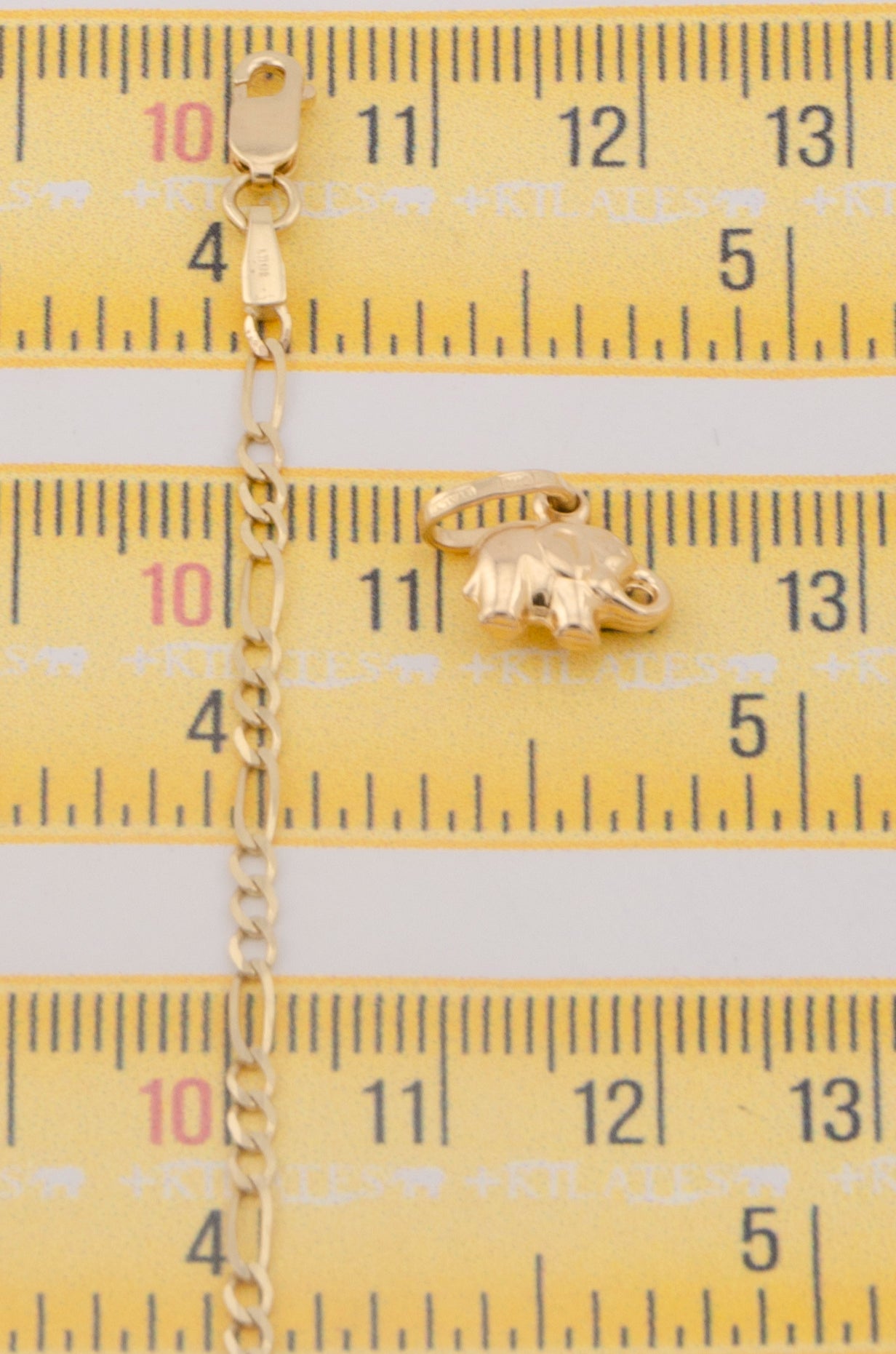 "CADENA DE 50CM PARA ADULTO ESTILO 3+1 SOLIDA CON DIJE DE ELEFANTE PEQUEÑO . ORO 10K #775-3268"