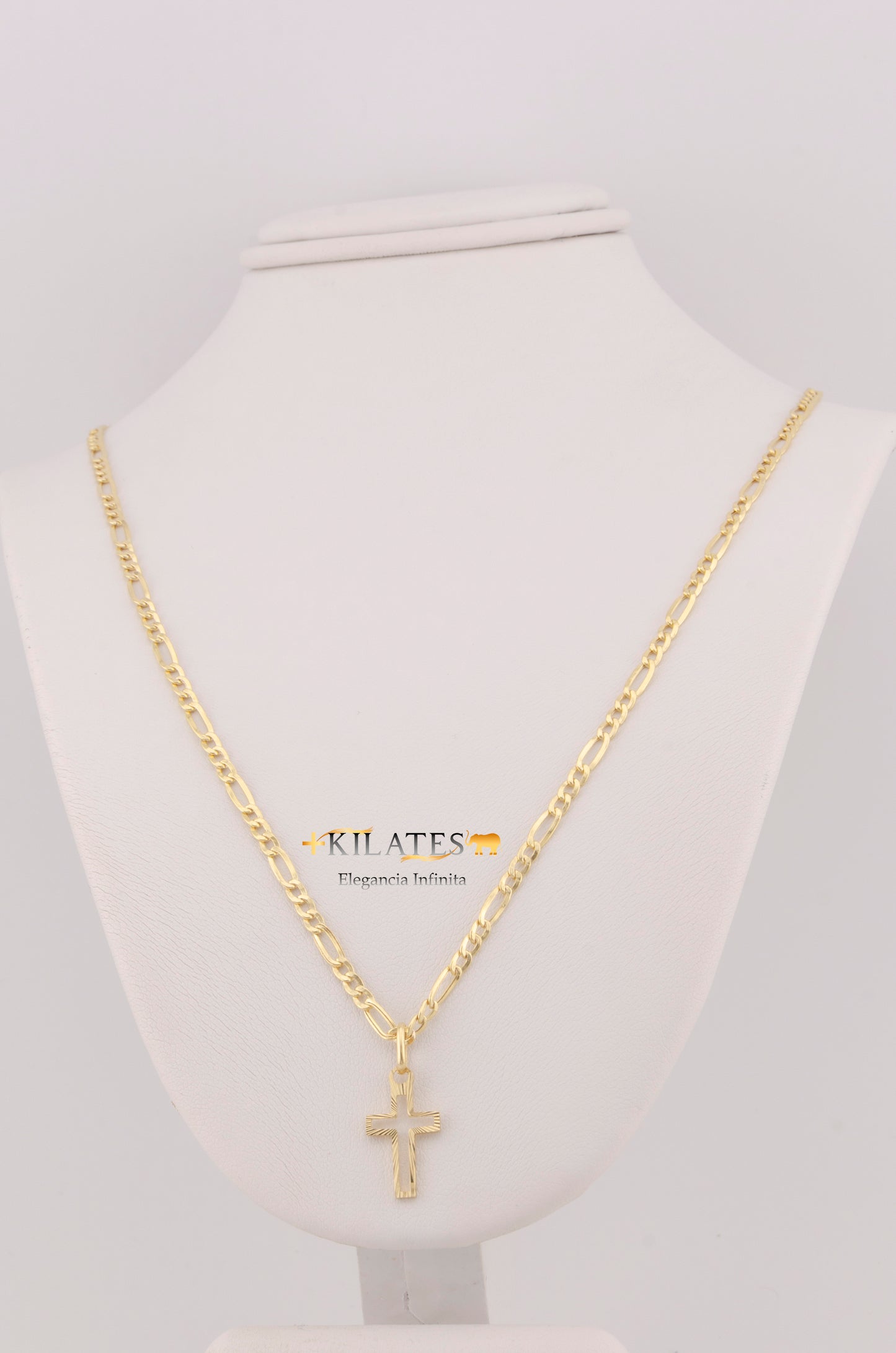 "CADENA DE 40CM PARA NIÑ@ ESTILO 3+1 CON DIJE DE CRUZ. ORO 10K #775-3386"