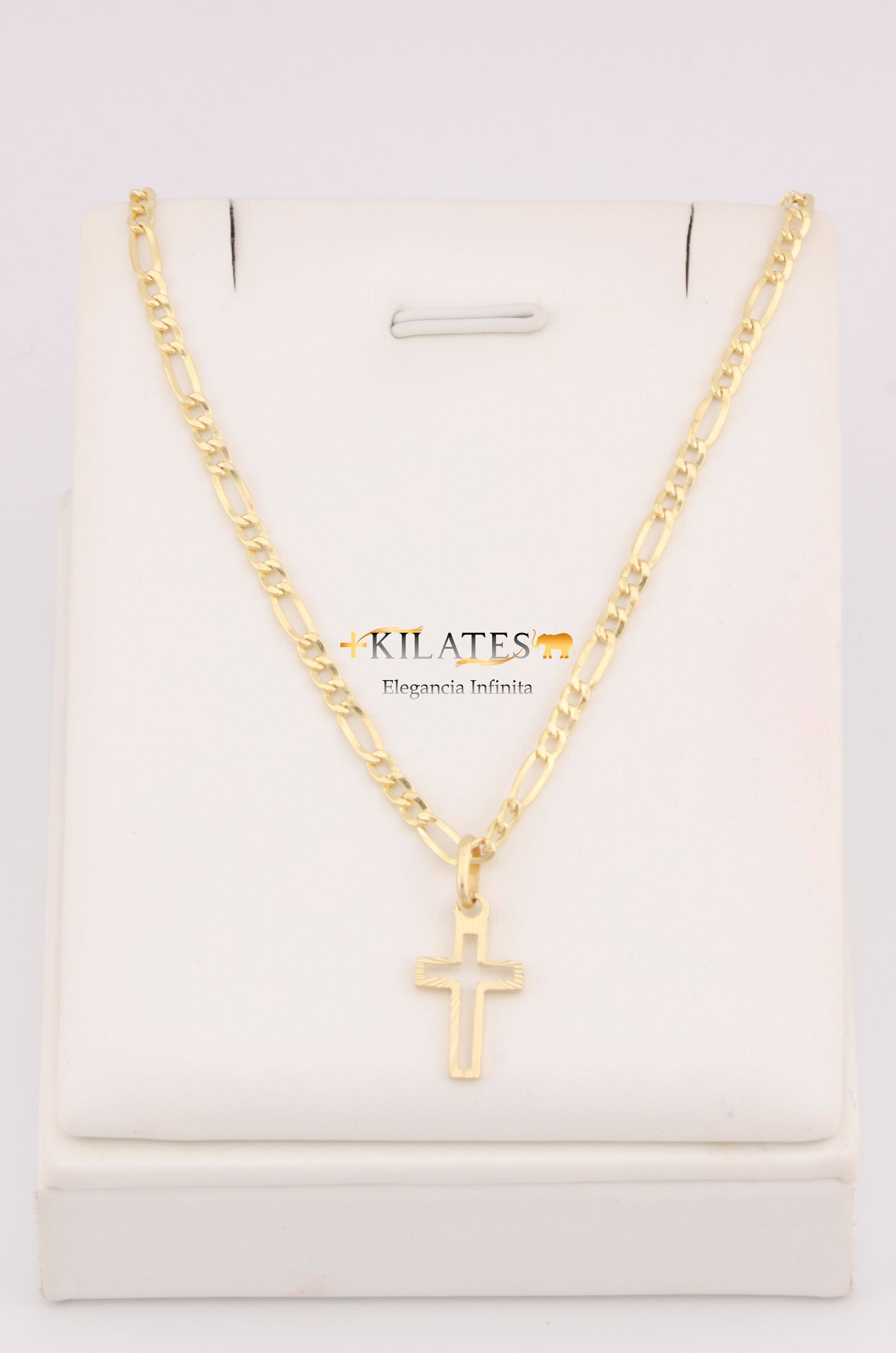 "CADENA DE 40CM PARA NIÑ@ ESTILO 3+1 CON DIJE DE CRUZ. ORO 10K #775-3386"