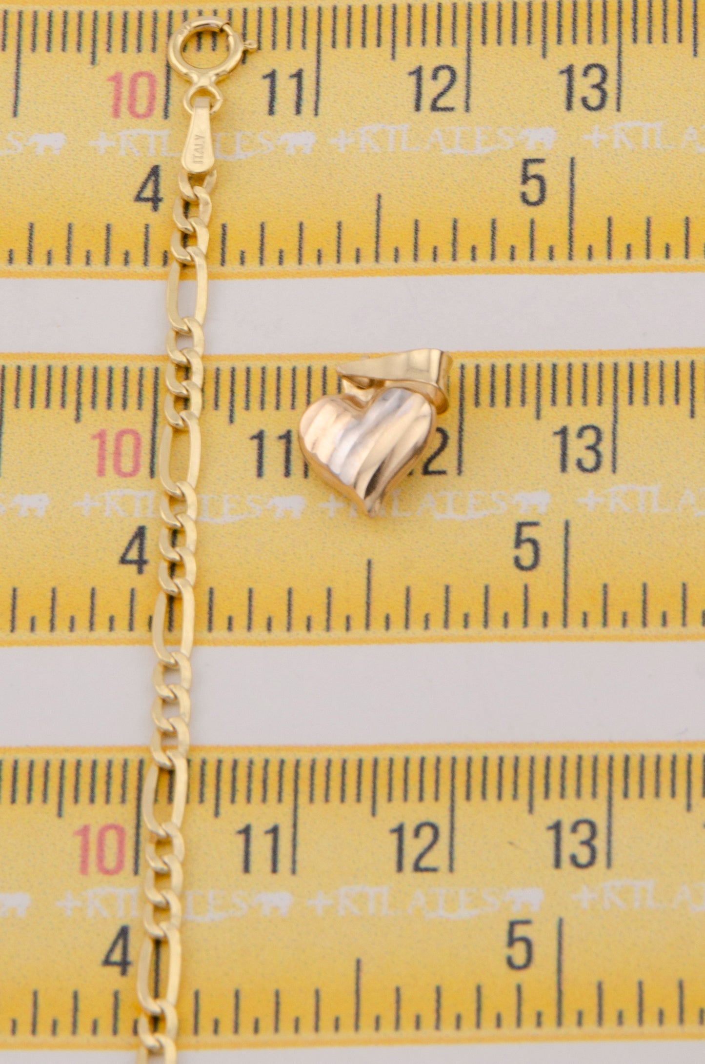"CADENA DE 40CM PARA NIÑ@ ESTILO 3+1 CON DIJE DE CORAZON 3 TONOS. ORO 10K #775-3389"
