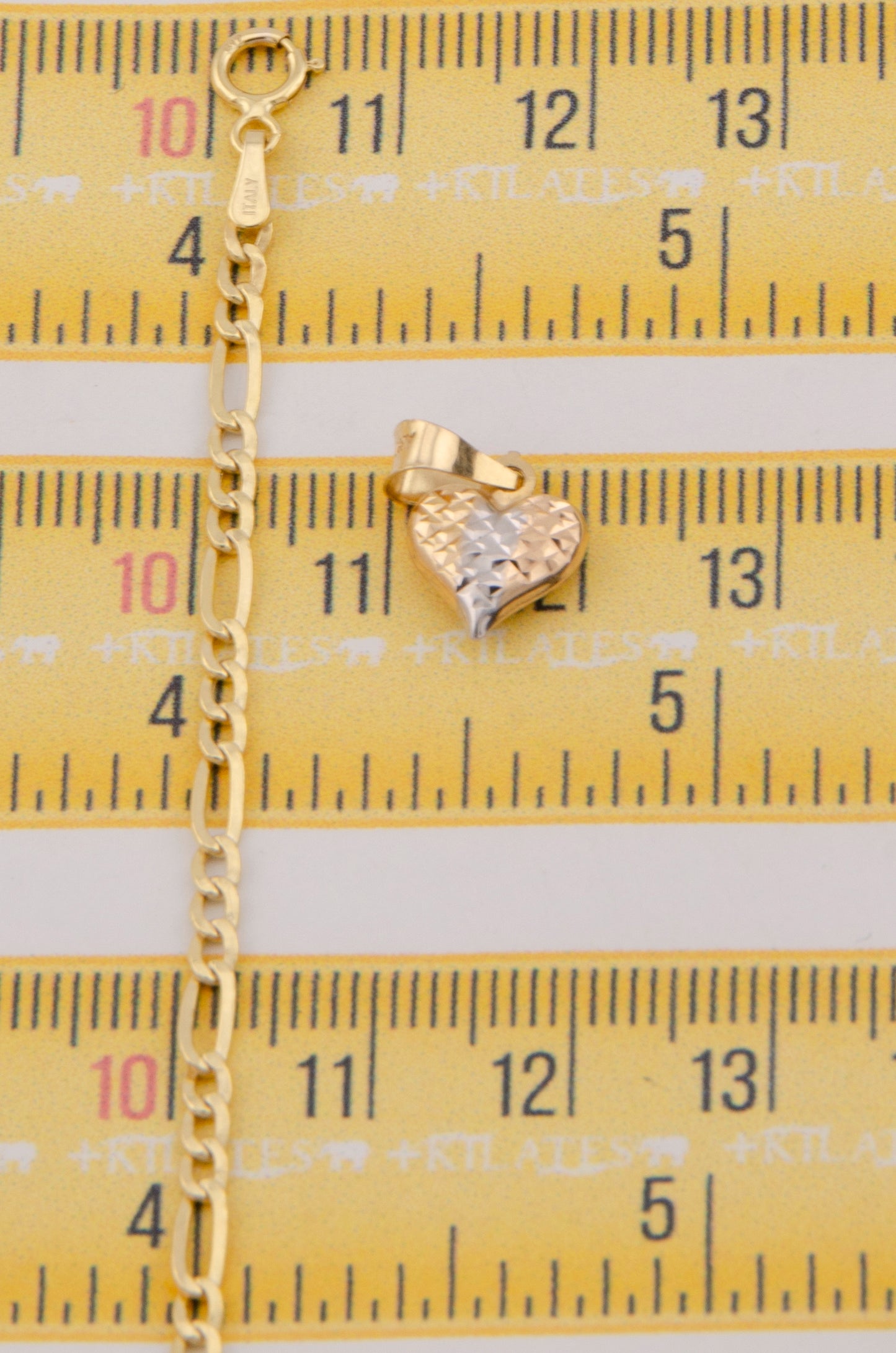 "CADENA DE 40CM PARA NIÑ@ ESTILO 3+1 CON DIJE DE CORAZON 3 TONOS. ORO 10K #775-3387"