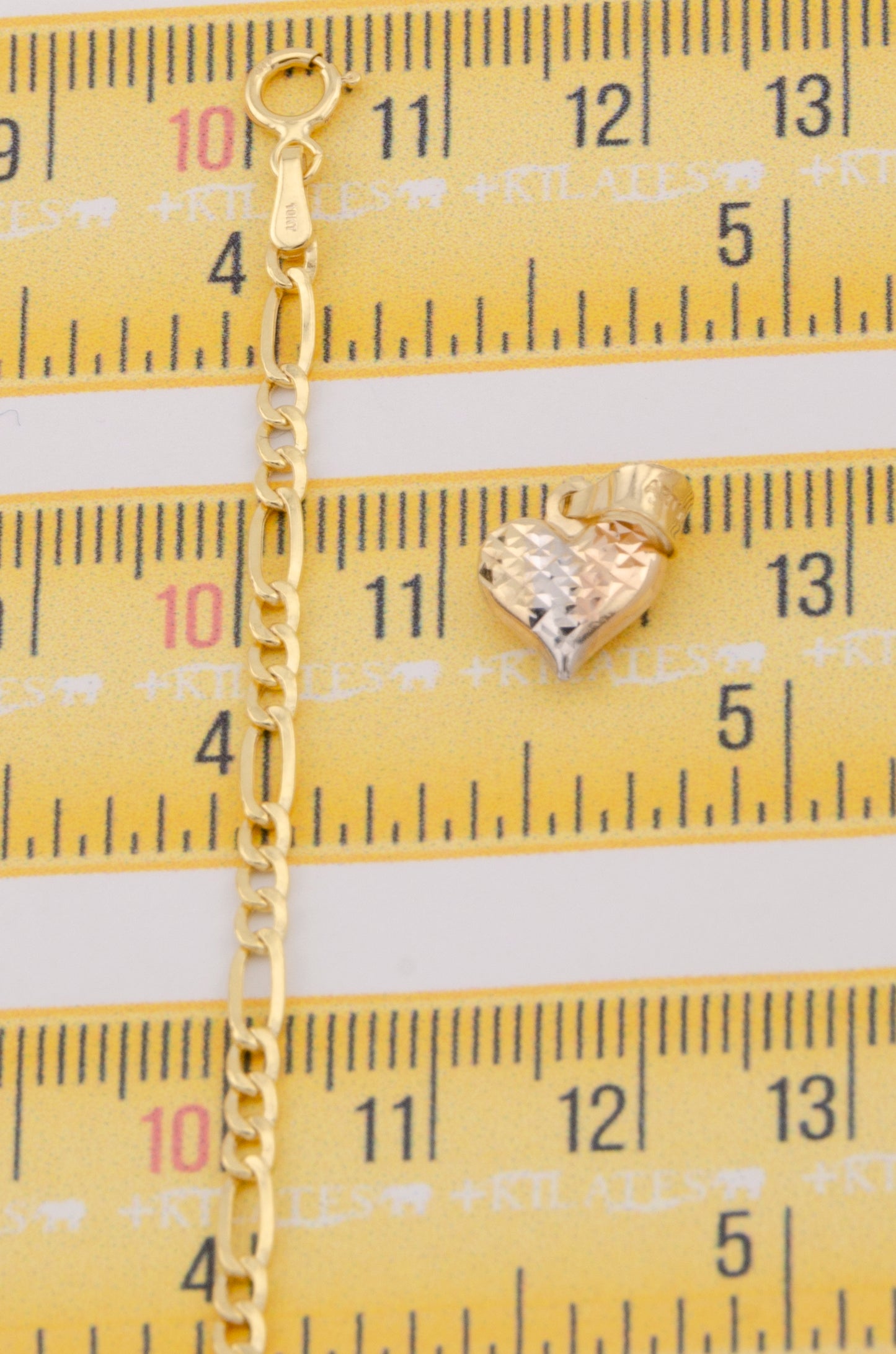 "CADENA DE 50CM PARA ADULTO ESTILO 3+1 CON DIJE DE CORAZON 3 TONOS PEQUEÑO. ORO 10K #775-3397"