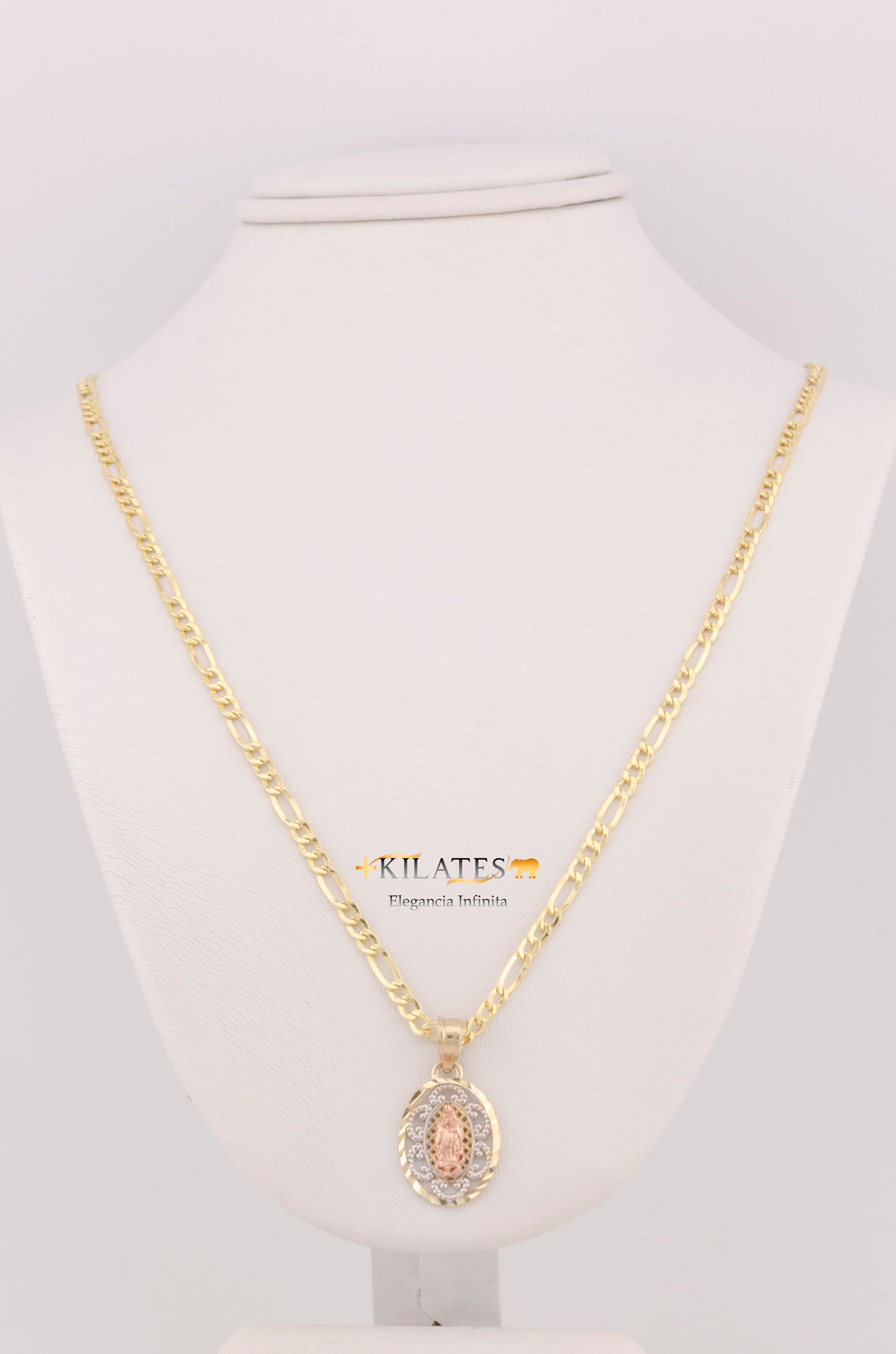 "CADENA DE 50CM PARA ADULTO ESTILO 3+1 CONDIJE DE PLACA DE LA VIRGEN. ORO 10K #775-3409"