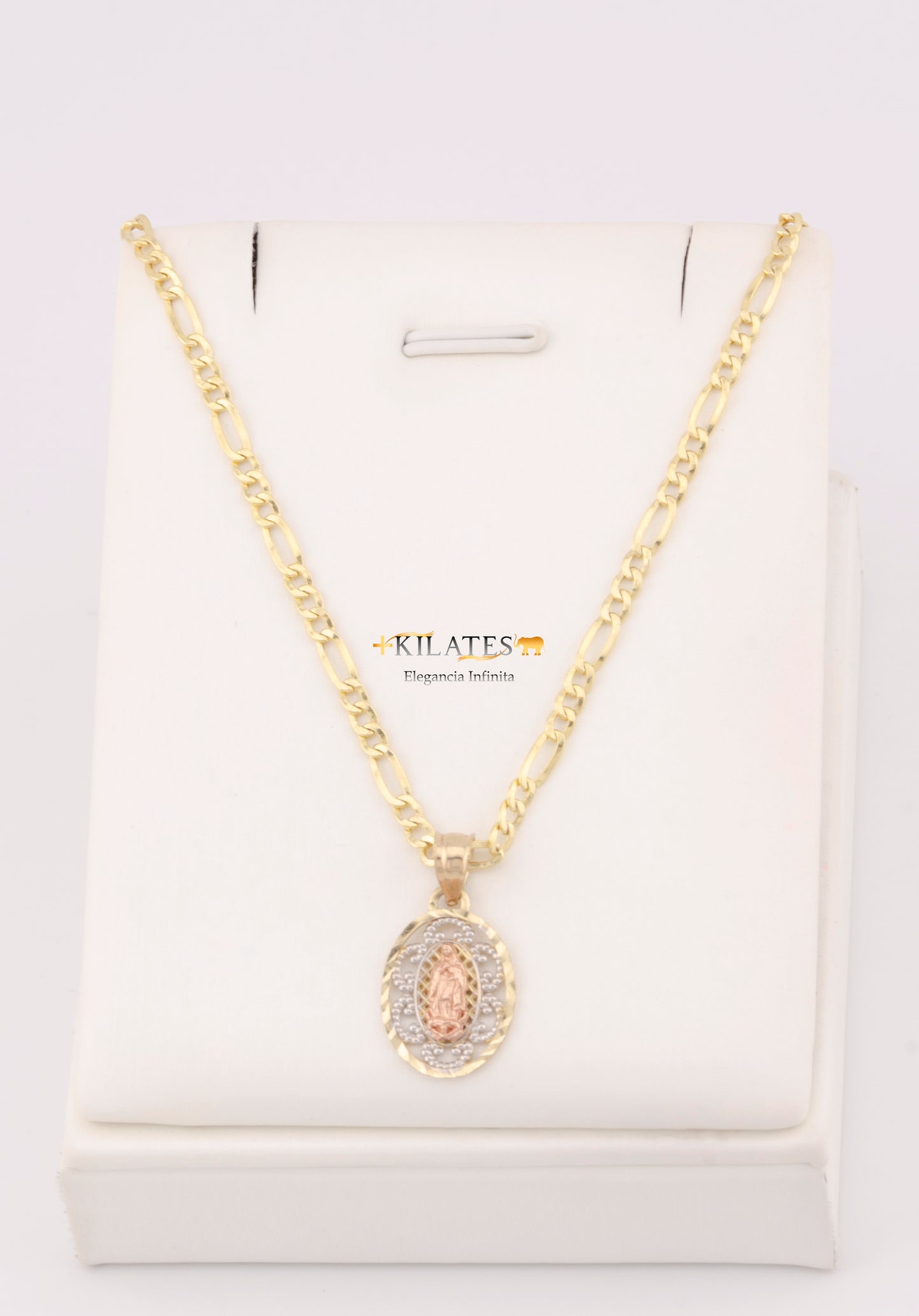 "CADENA DE 50CM PARA ADULTO ESTILO 3+1 CONDIJE DE PLACA DE LA VIRGEN. ORO 10K #775-3409"