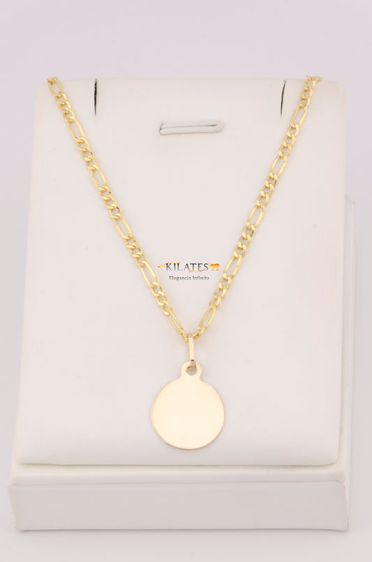 "CADENA DE 50CM PARA ADULTO ESTILO 3+1 CON PLACA. ORO 10K #775-3430"