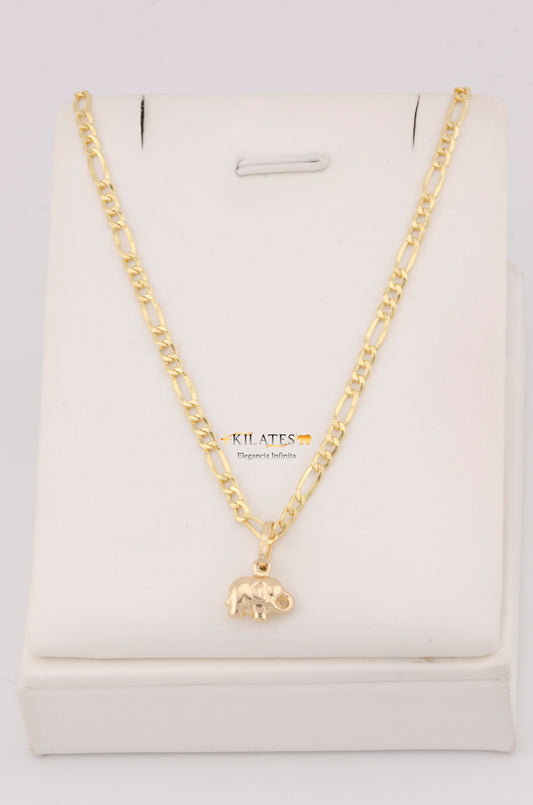 "CADENA DE 50CM PARA ADULTO ESTILO 3+1 CON DIJE DE ELEFANTE PEQUEÑO. ORO 10K #775-3438"