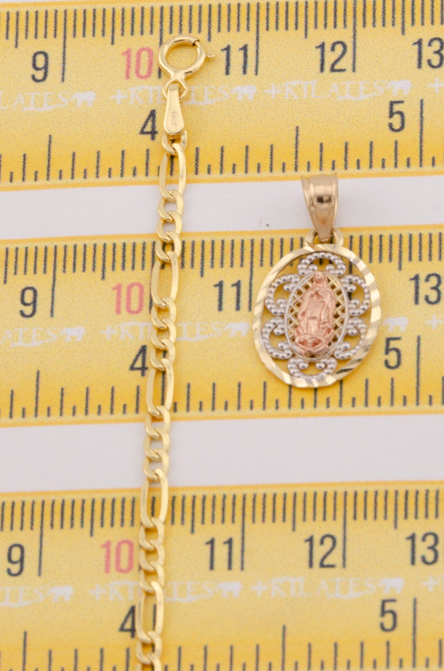 "CADENA DE 50CM PARA ADULTO ESTILO 3+1 CONDIJE DE PLACA DE LA VIRGEN. ORO 10K #775-3409"