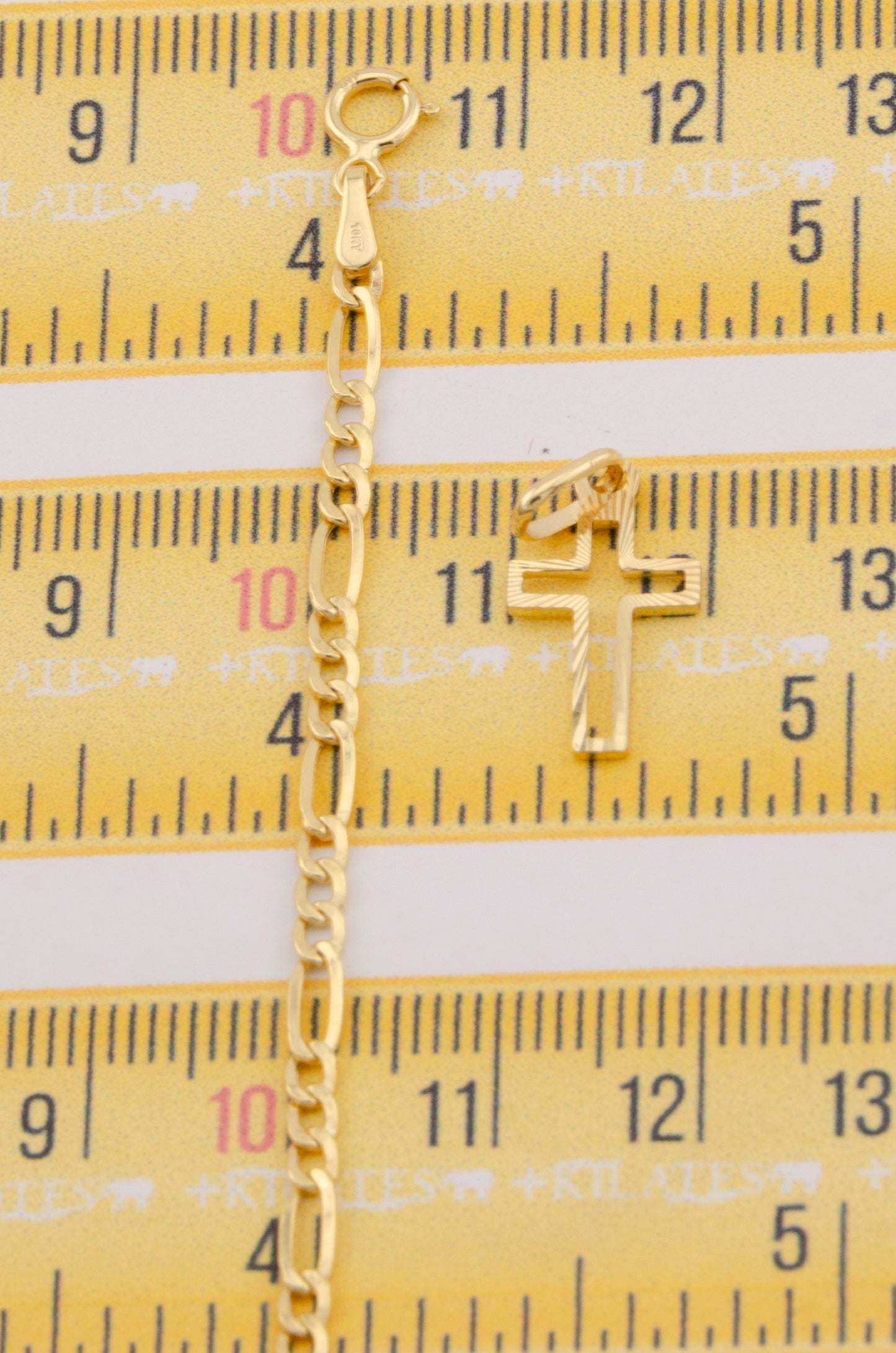 "CADENA DE 50CM PARA ADULTO ESTILO 3+1 CON DIJE DE CRUZ. ORO 10K #775-3416"