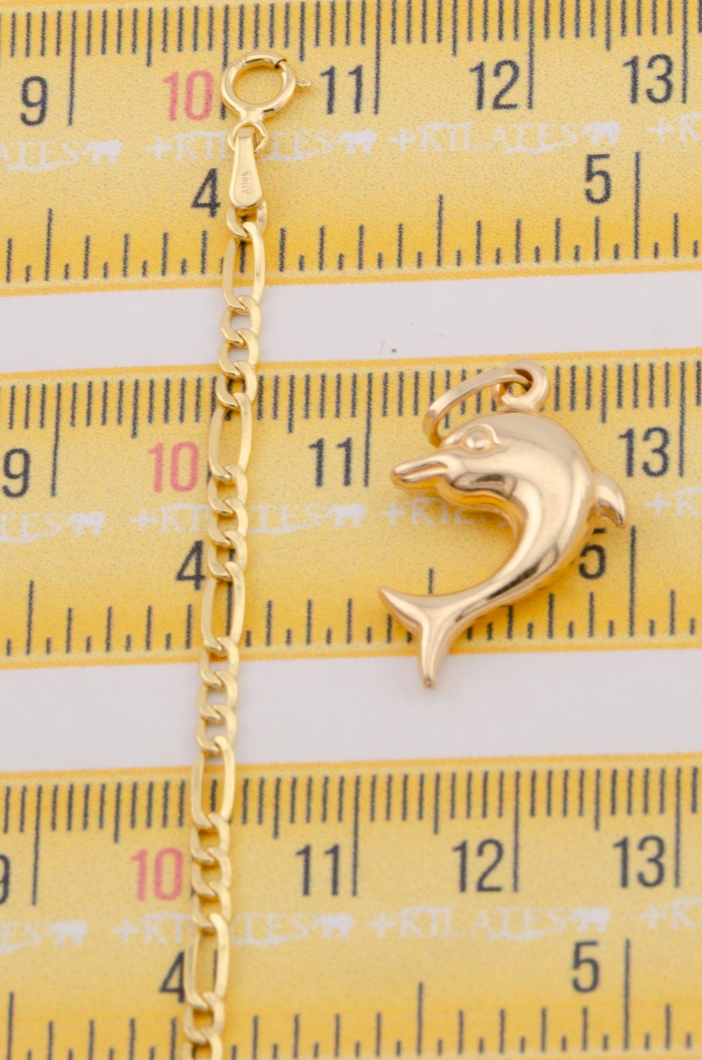 "CADENA DE 50CM PARA ADULTO ESTILO 3+1 CON DIJE DE DELFIN GRANDE. ORO 10K #775-3424"