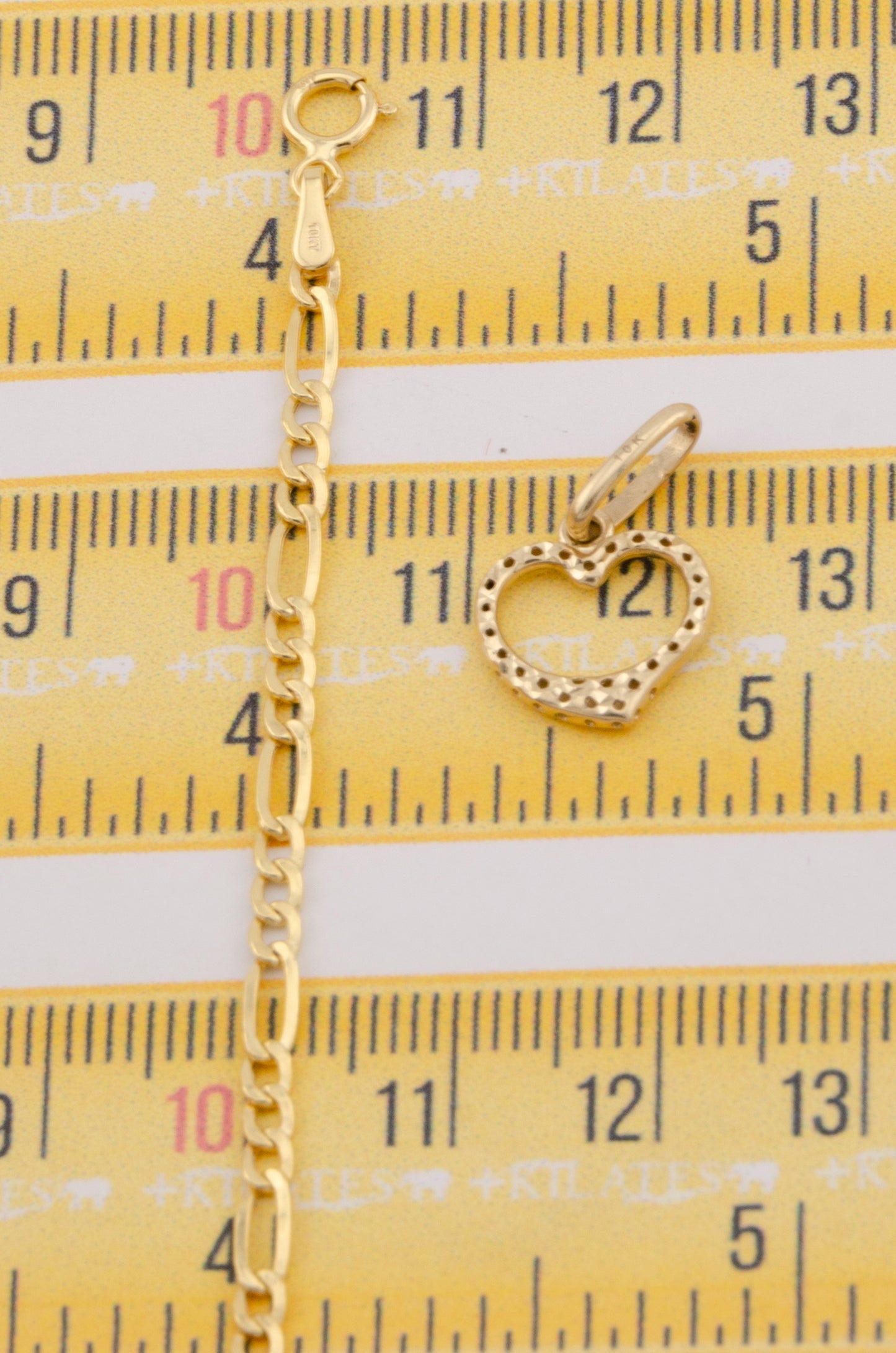 "CADENA DE 50CM PARA ADULTO ESTILO 3+1 CON DIJE DE CORAZON DORADO. ORO 10K #775-3421"