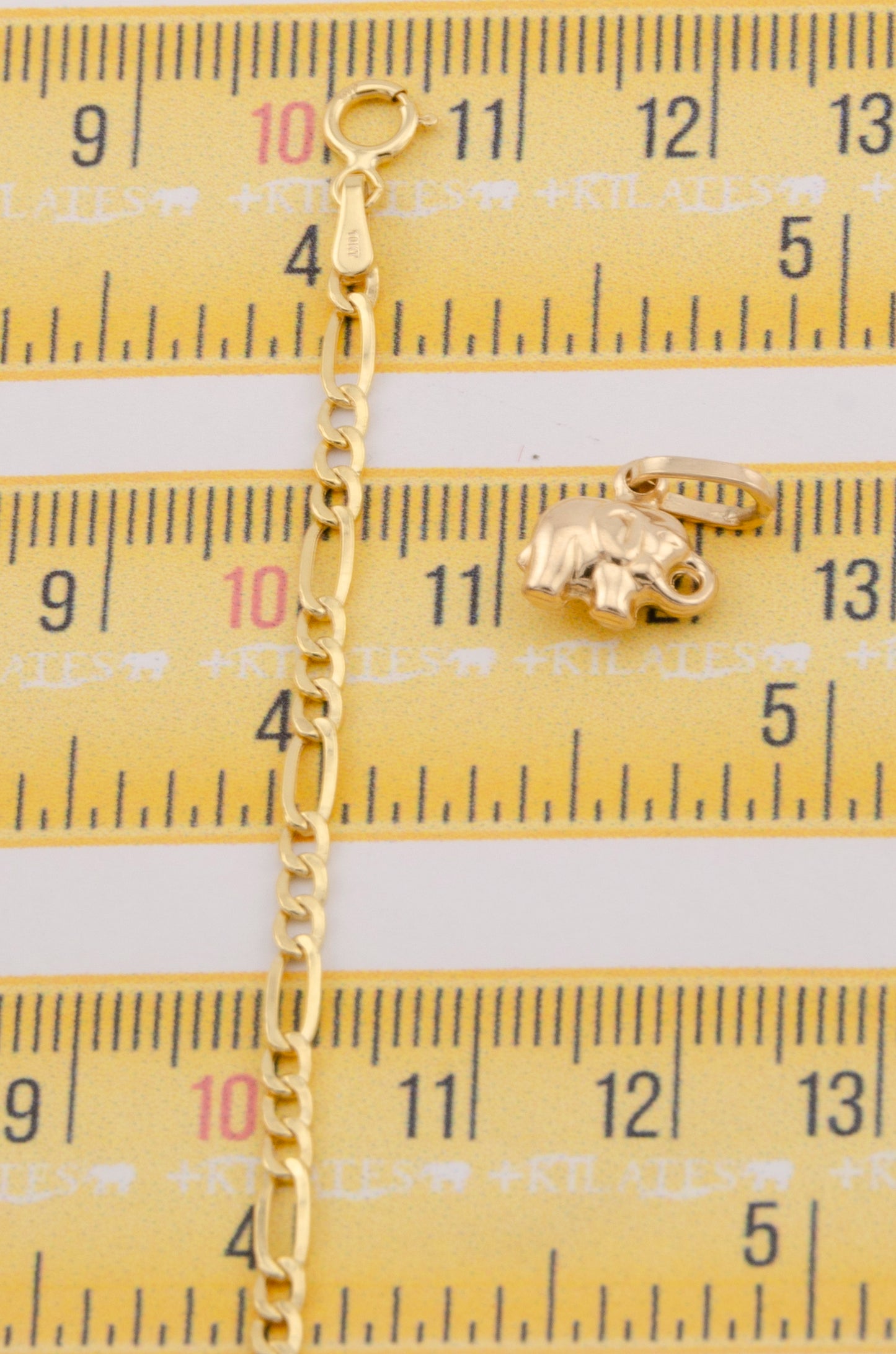 "CADENA DE 50CM PARA ADULTO ESTILO 3+1 CON DIJE DE ELEFANTE PEQUEÑO. ORO 10K #775-3438"