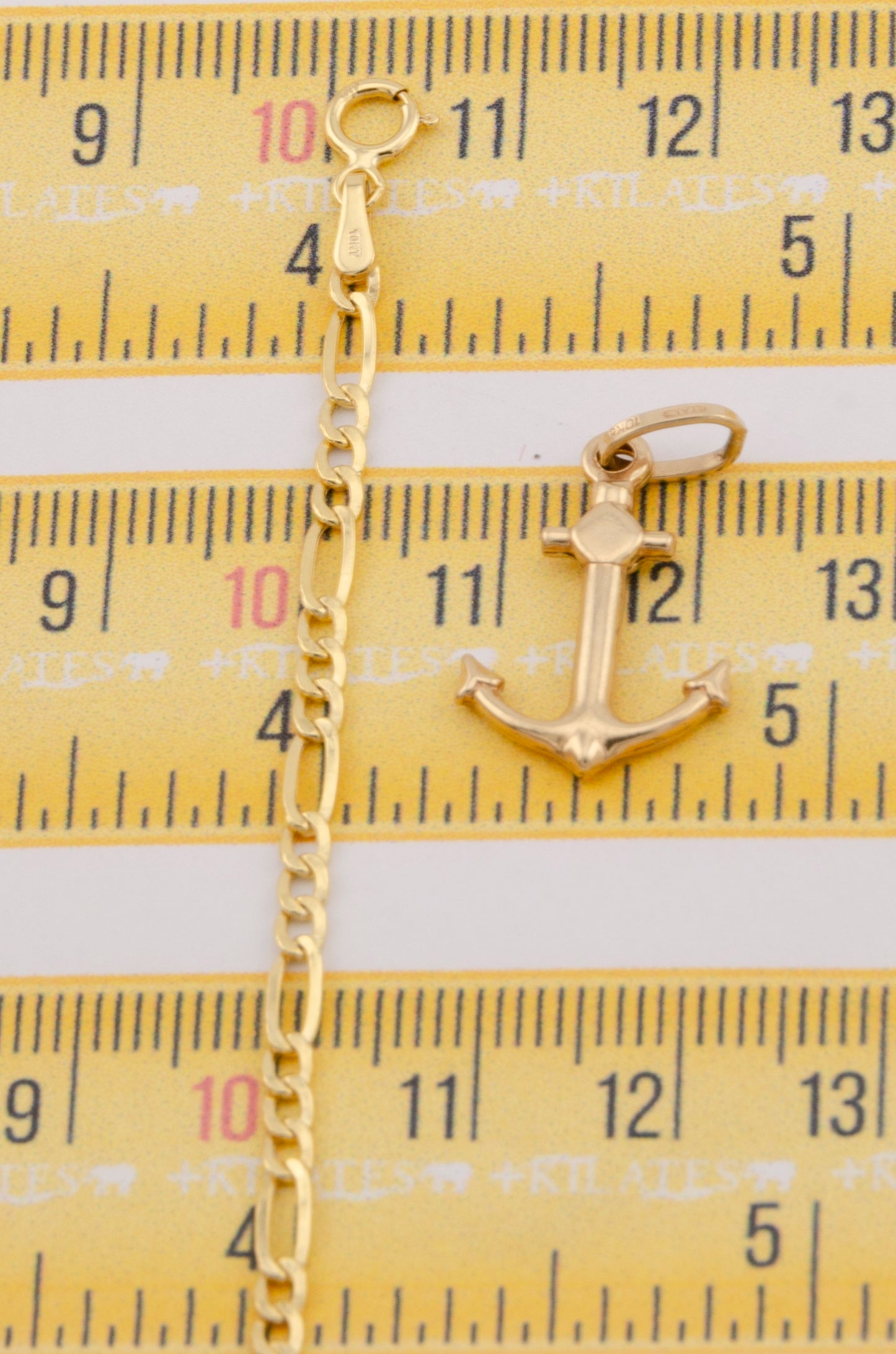 "CADENA DE 50CM PARA ADULTO ESTILO 3+1 CON DIJE DE DE ANCLA. ORO 10K #775-3432"